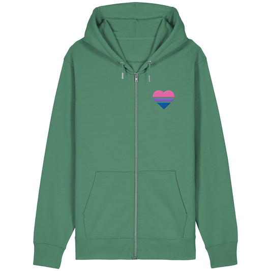 Organic Relaxed Zipper - Bisexual Flag Herz Stick