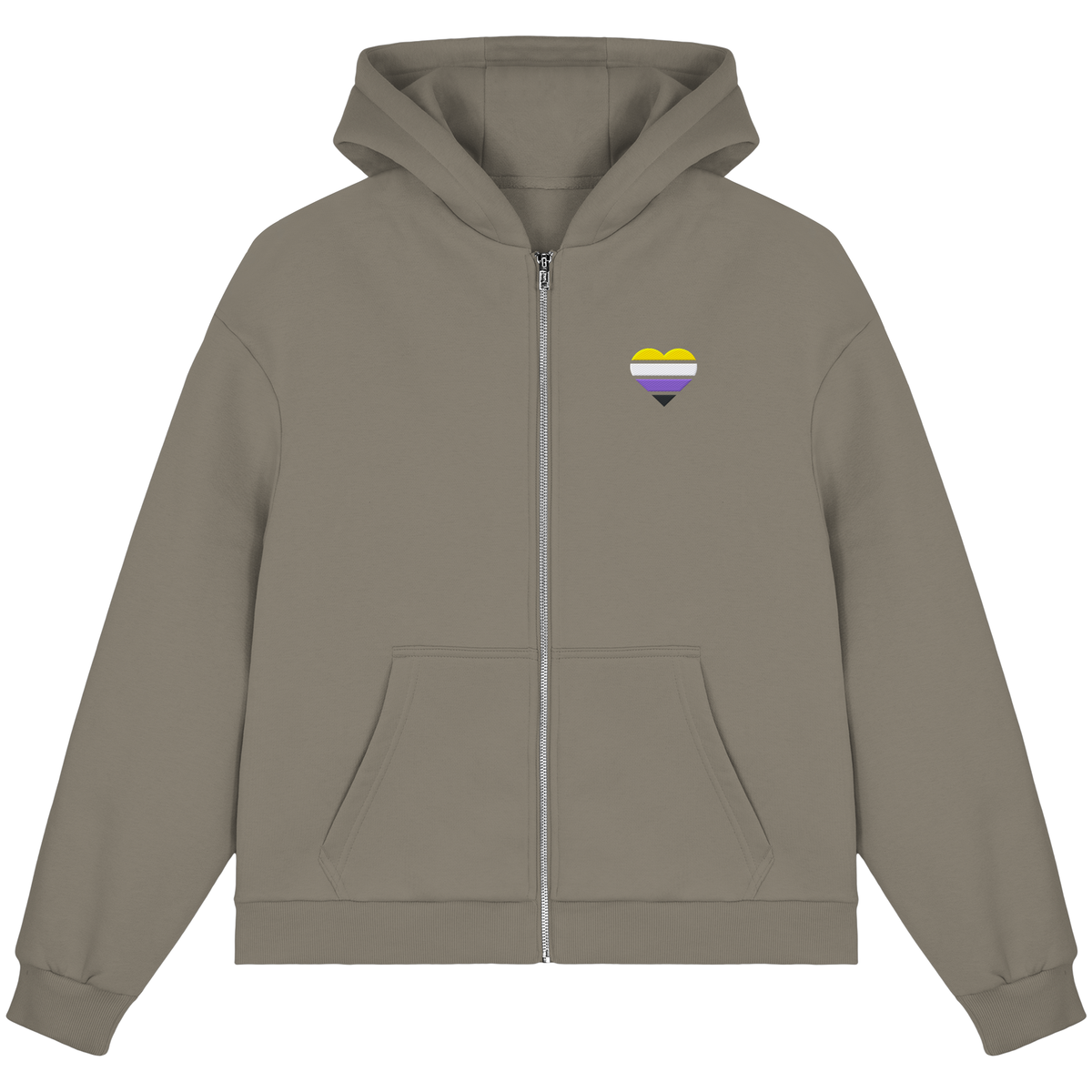 Fluffy Boxcut Zipper mit Herz Stick - Nonbinary