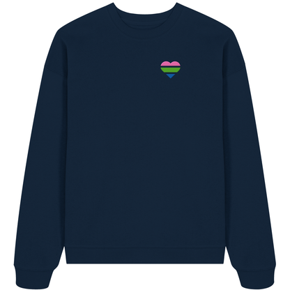 Organic Oversize Sweatshirt mit Herz Stick - Polysexual
