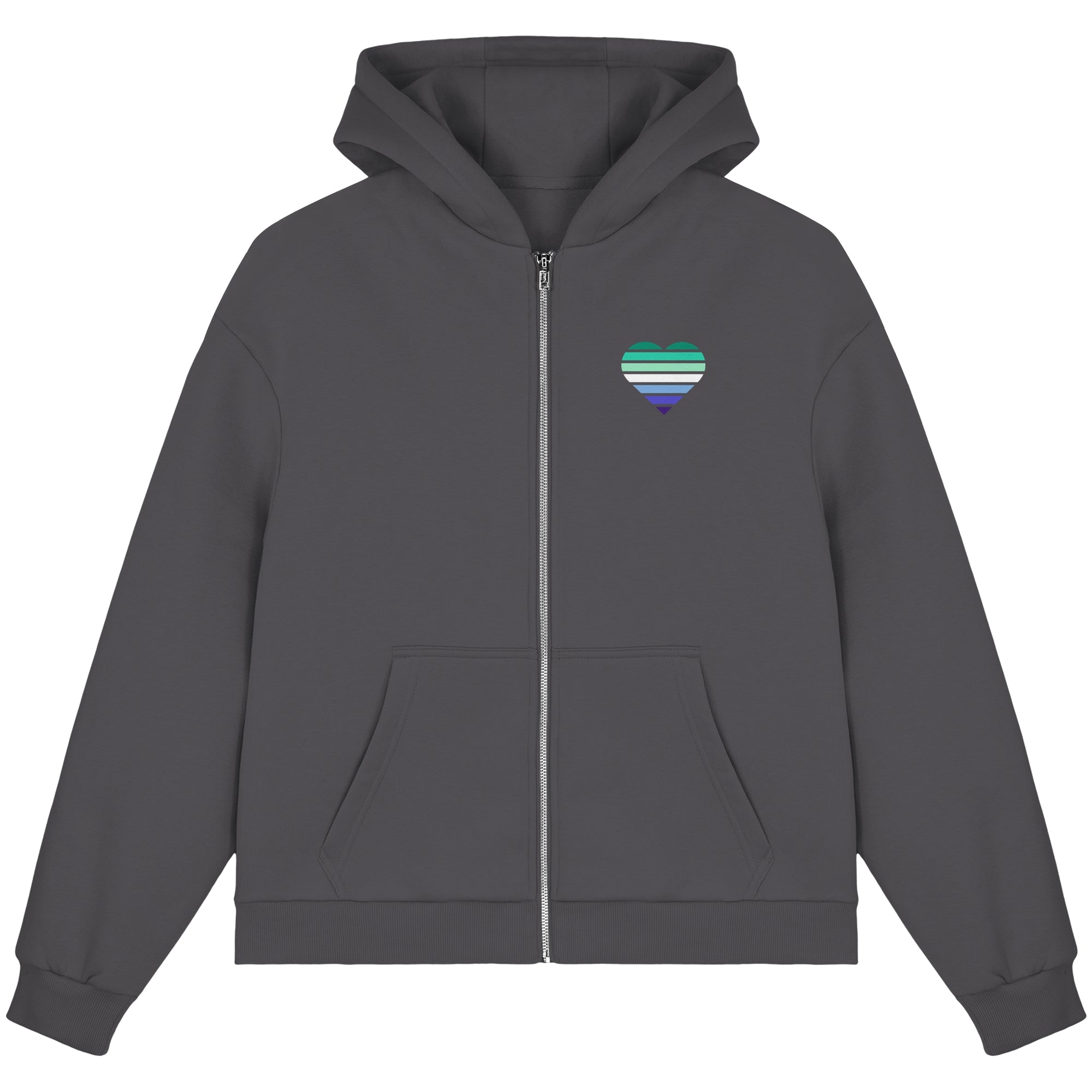 Fluffy Boxcut Zipper - Gay Flag Herz Print