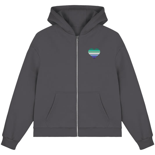 Fluffy Boxcut Zipper - Gay Flag Herz Print