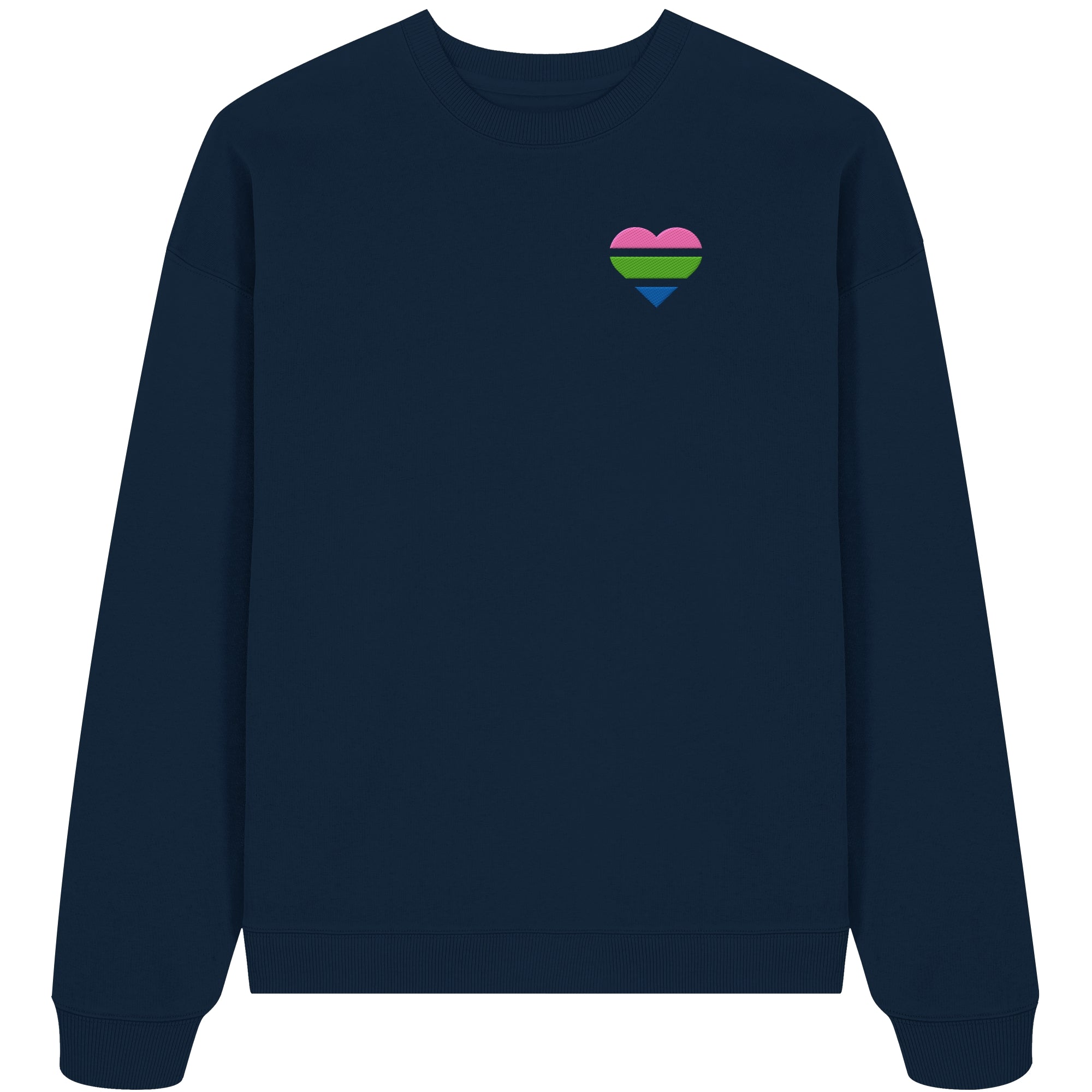 Organic Oversize Sweatshirt - Polysexual Flag Herz Stick