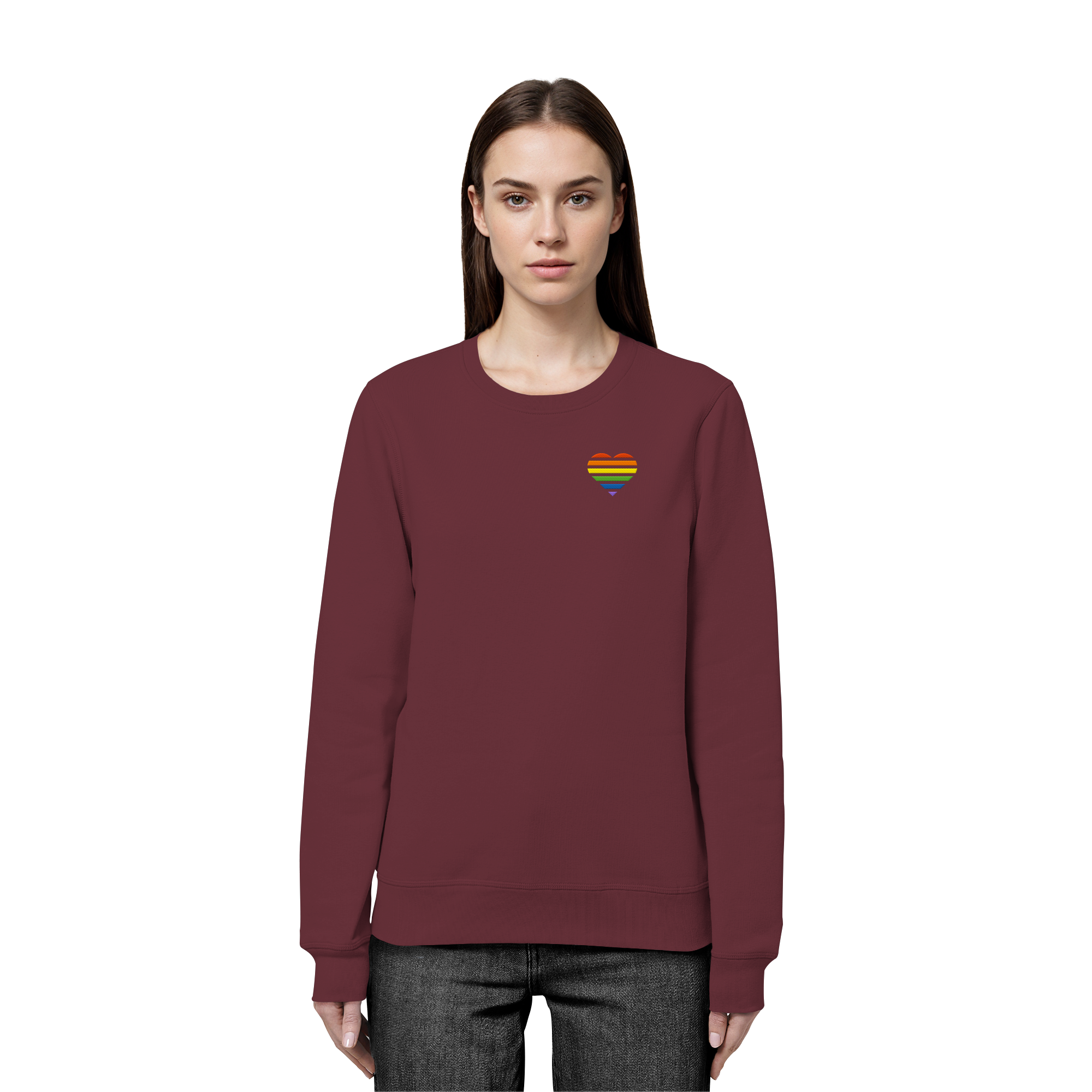 Organic Basic Sweatshirt - Pride Flag Herz
