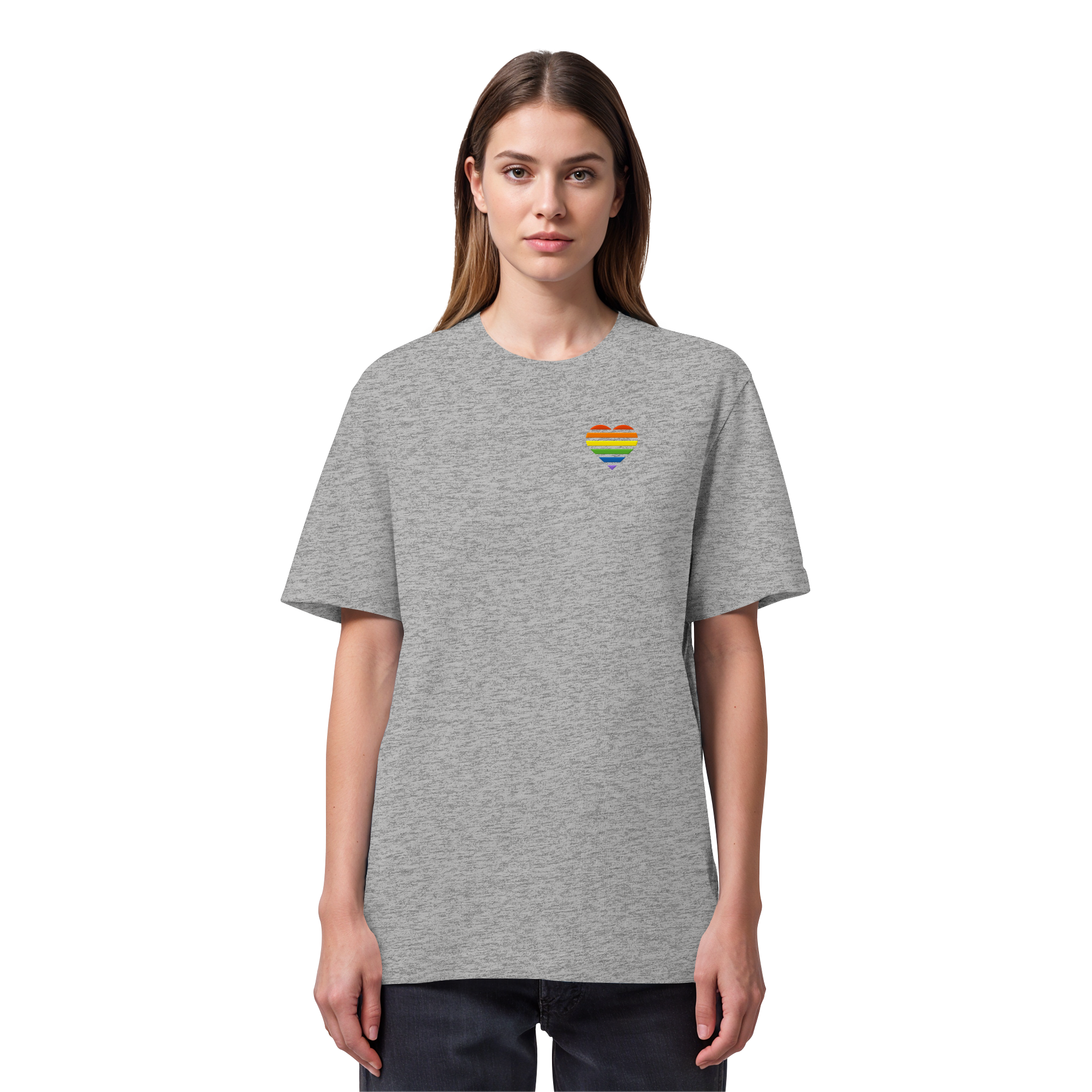 Organic Heavy Shirt - Pride Flag Herz Stick