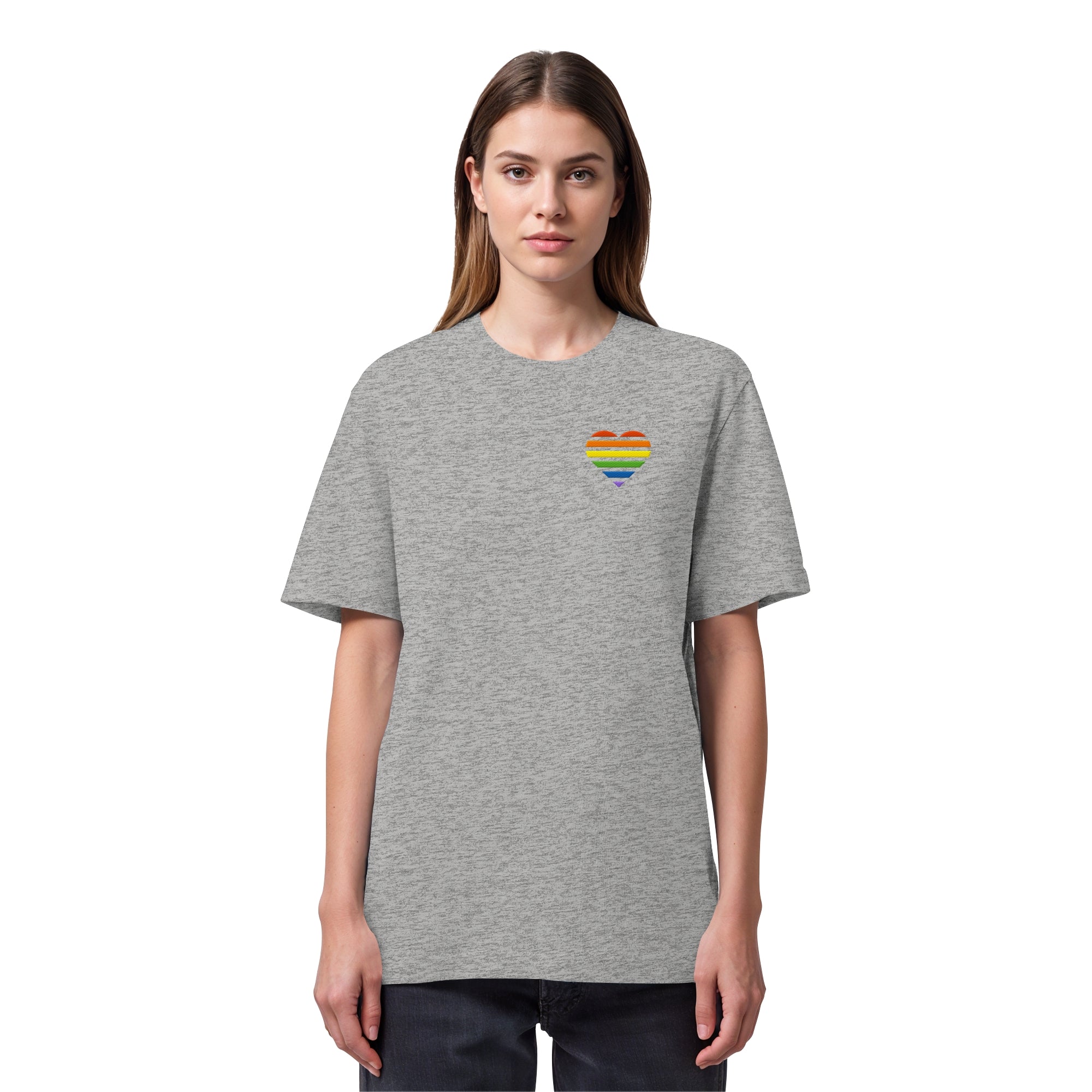 Organic Heavy Shirt - Pride Flag Herz Stick