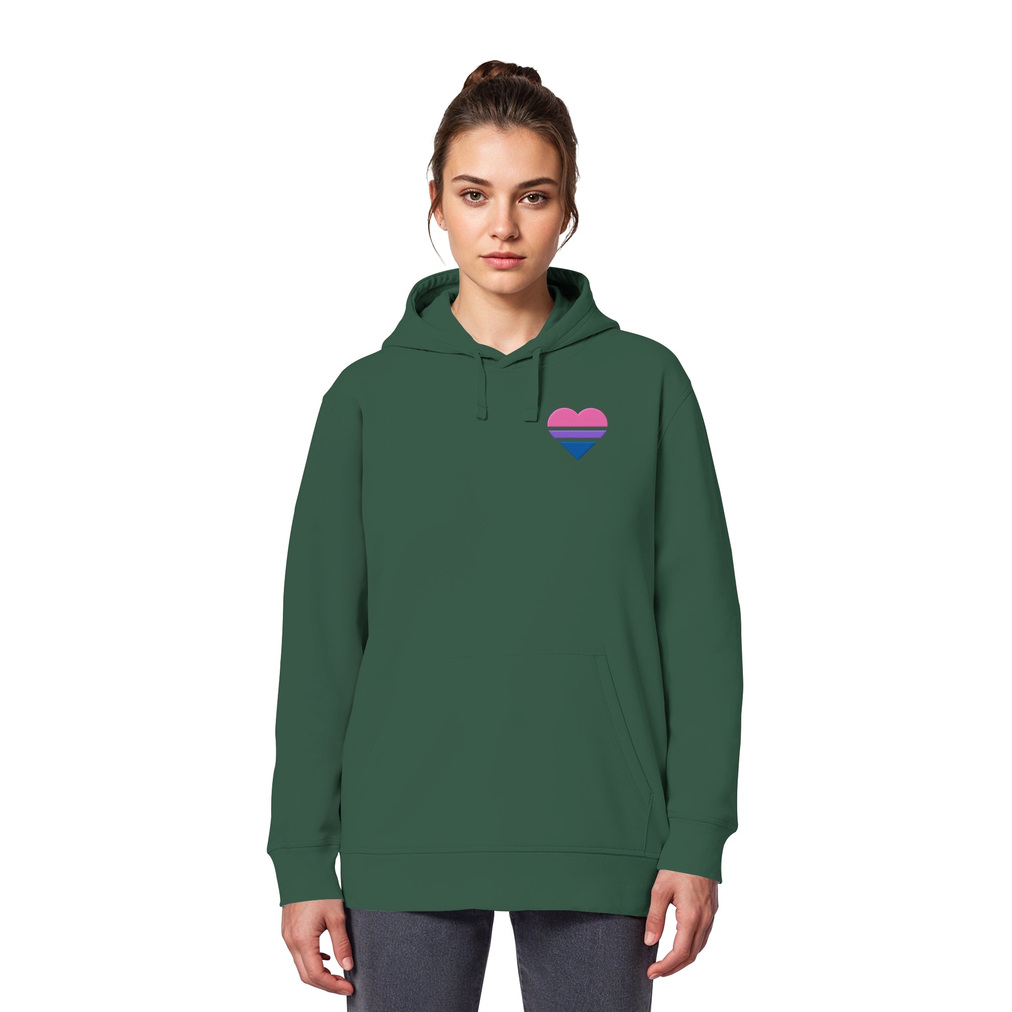 Organic Basic Hoodie - Bisexual Flag Herz Stick