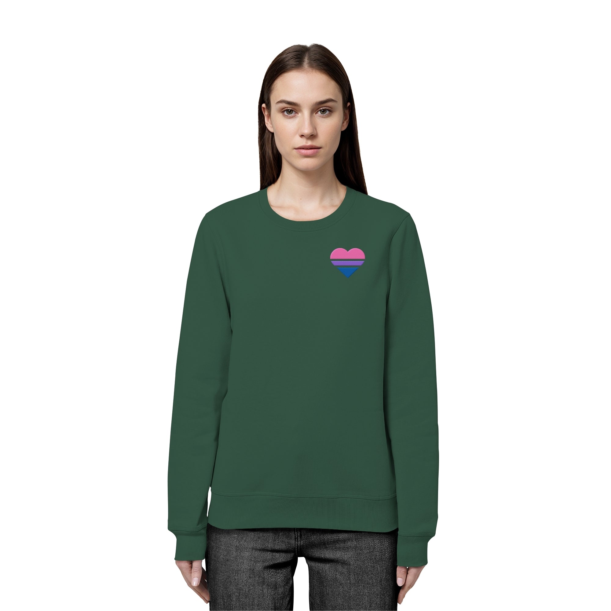 Organic Basic Sweatshirt - Bisexual Flag Herz Stick
