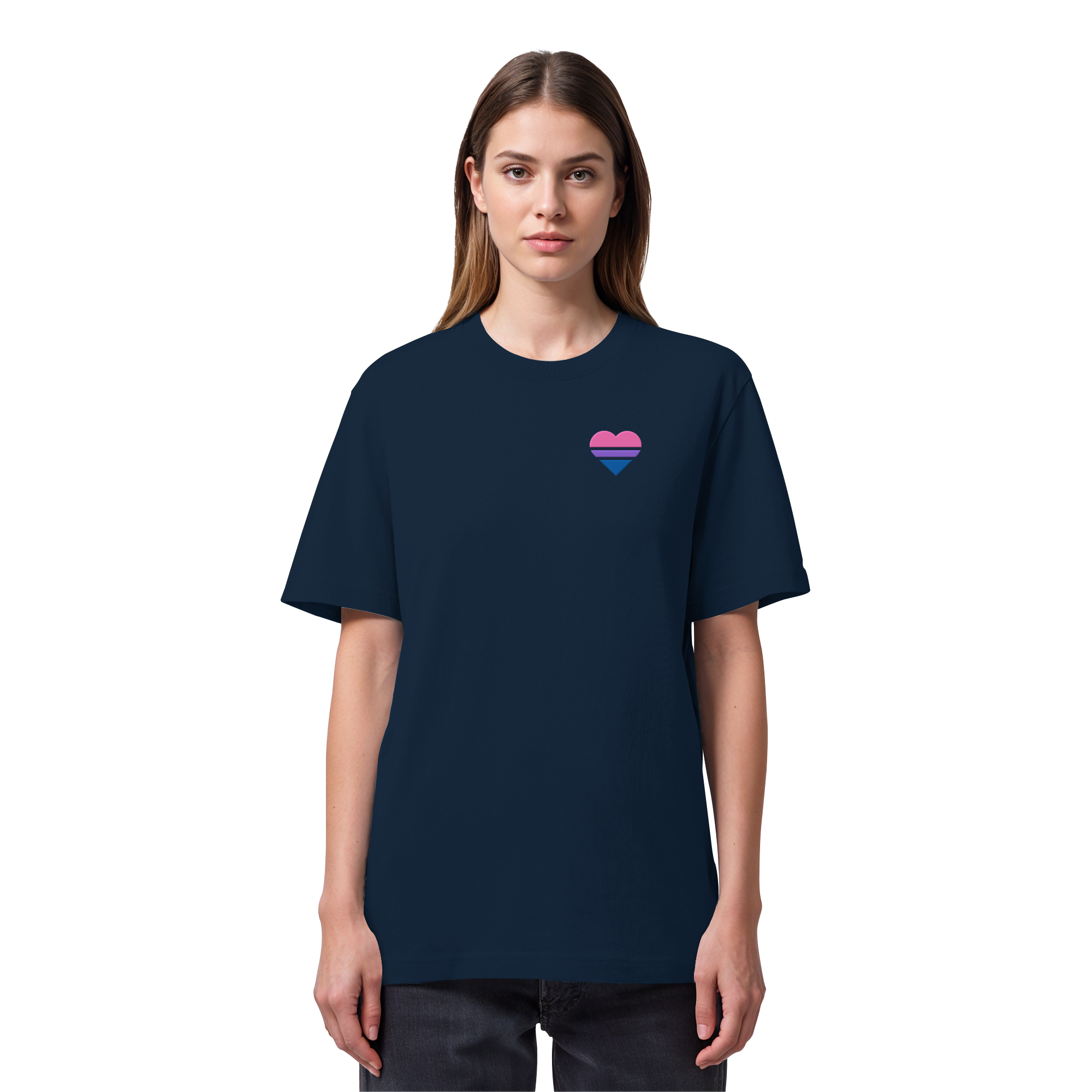 Organic Heavy Shirt - Bisexual Flag Herz Stick