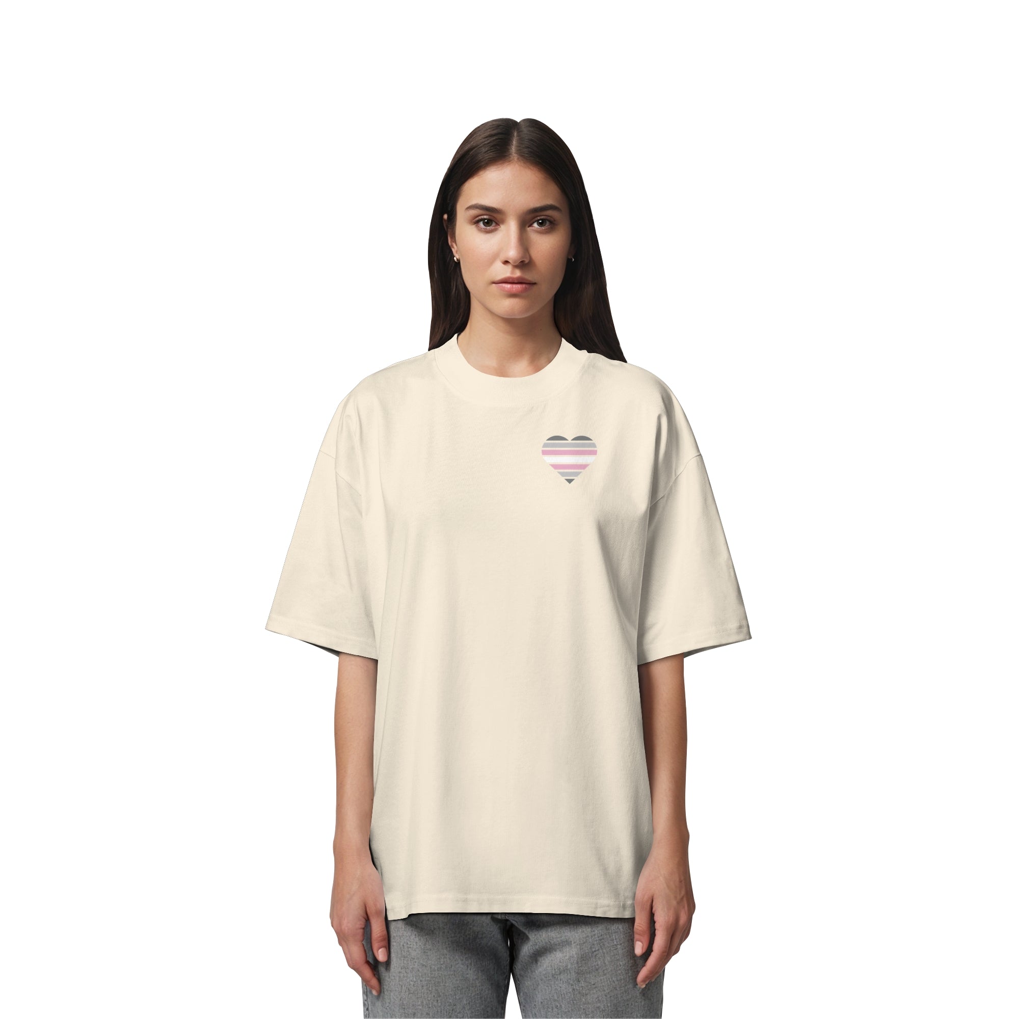 Organic Oversize Shirt - Demigirl Flag Herz Print