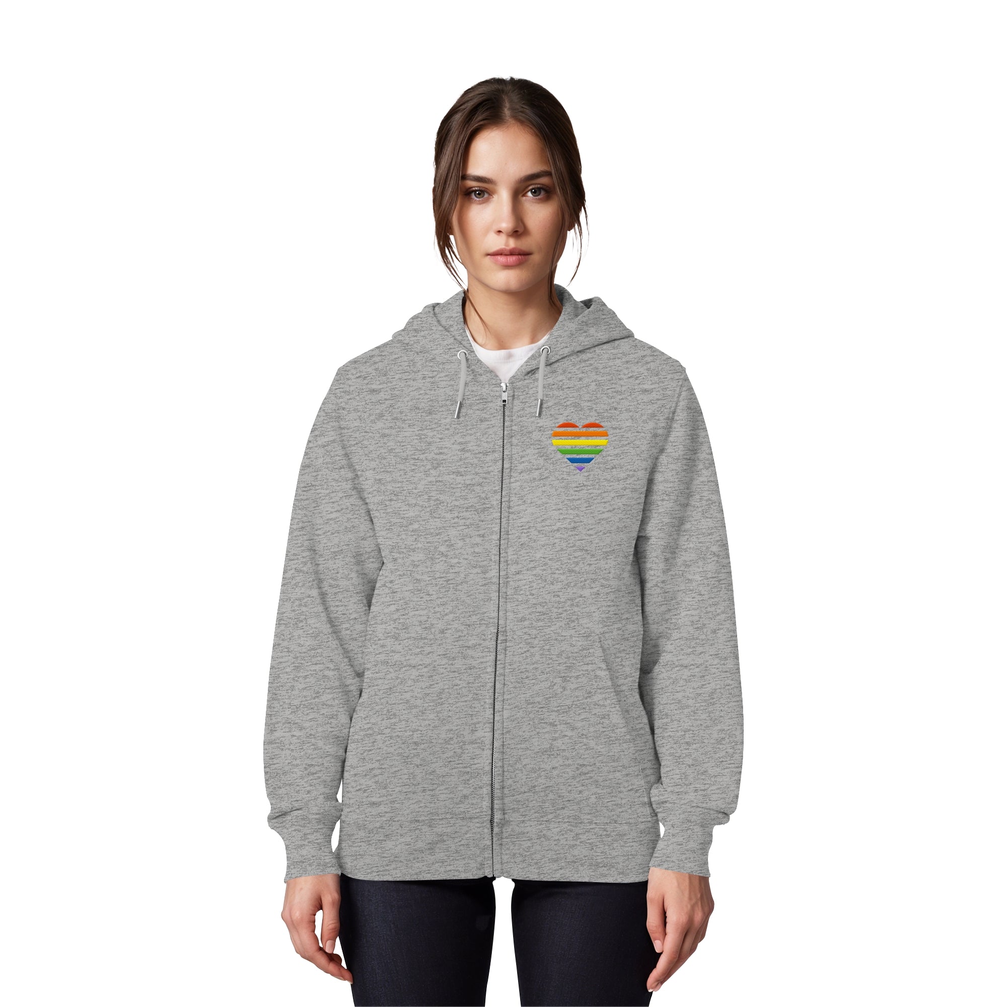 Organic Zipper - Pride Flag Herz Stick