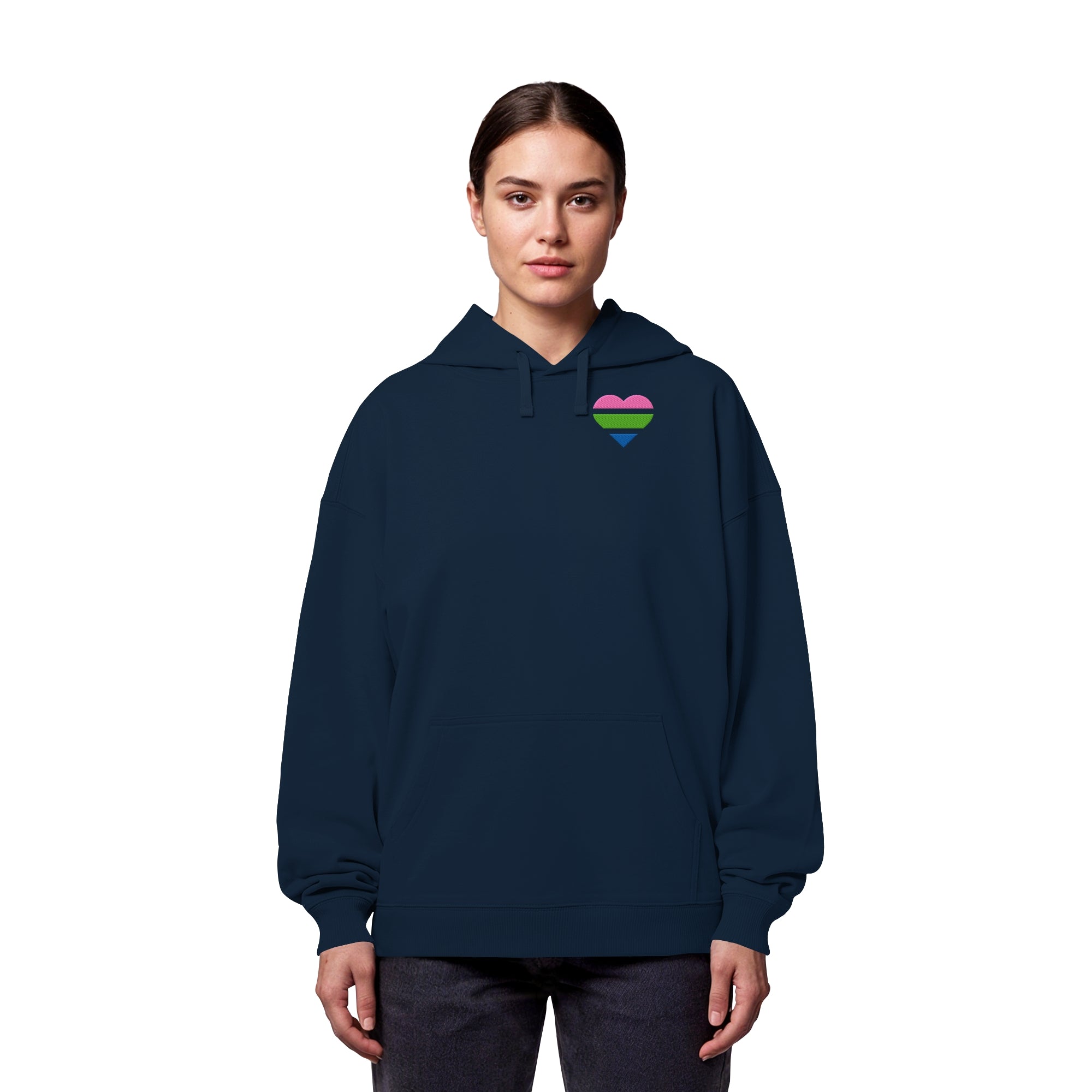 Organic Oversize Hoodie - Polysexual Flag Herz Stick