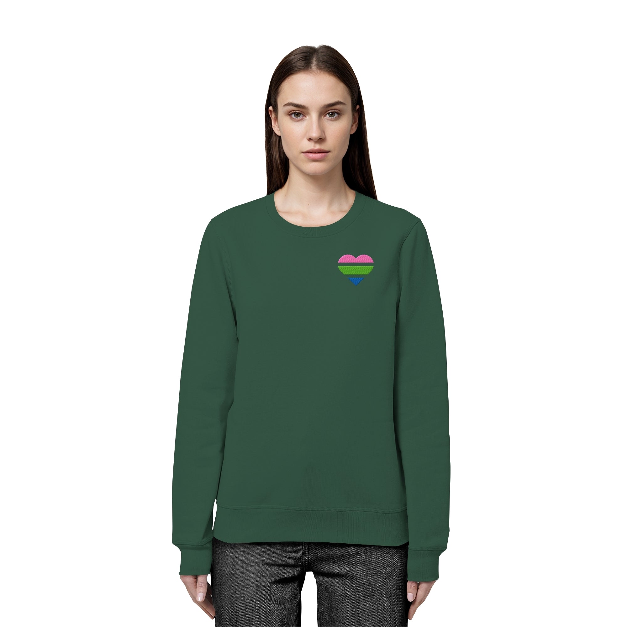 Organic Basic Sweatshirt - Polysexual Flag Herz Stick