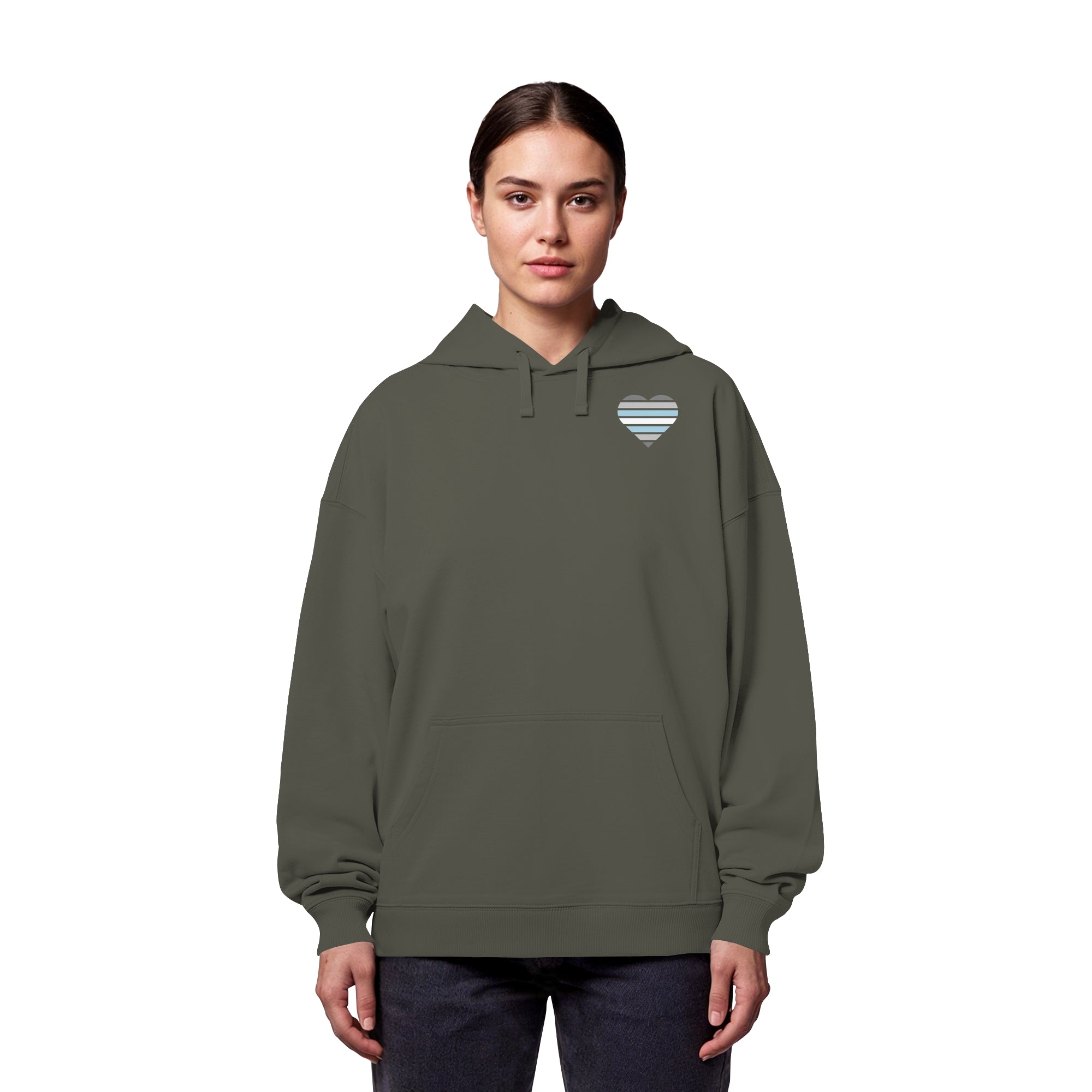 Organic Oversize Hoodie - Demiboy Flag Herz Print