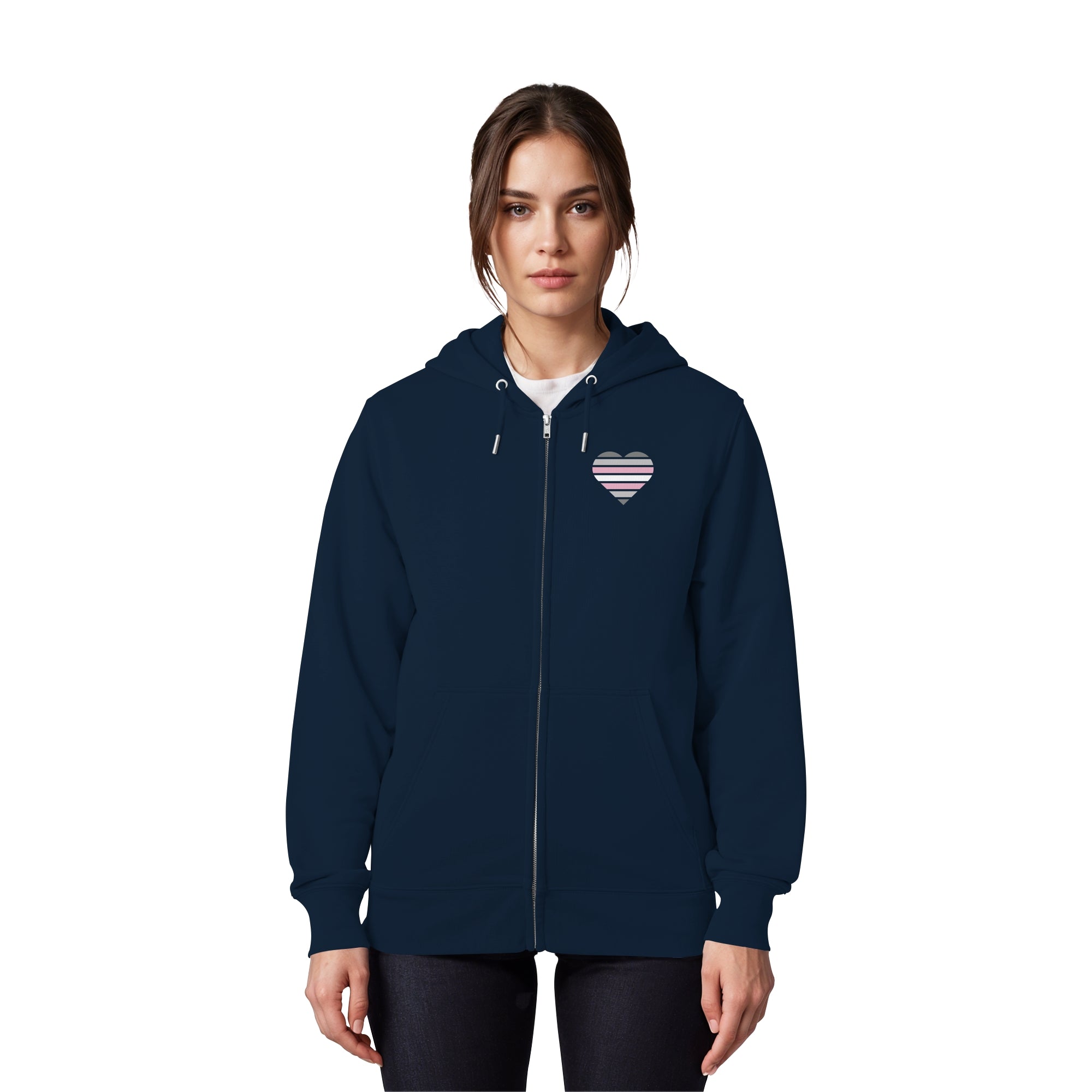 Organic Zipper - Demigirl Flag Herz Print