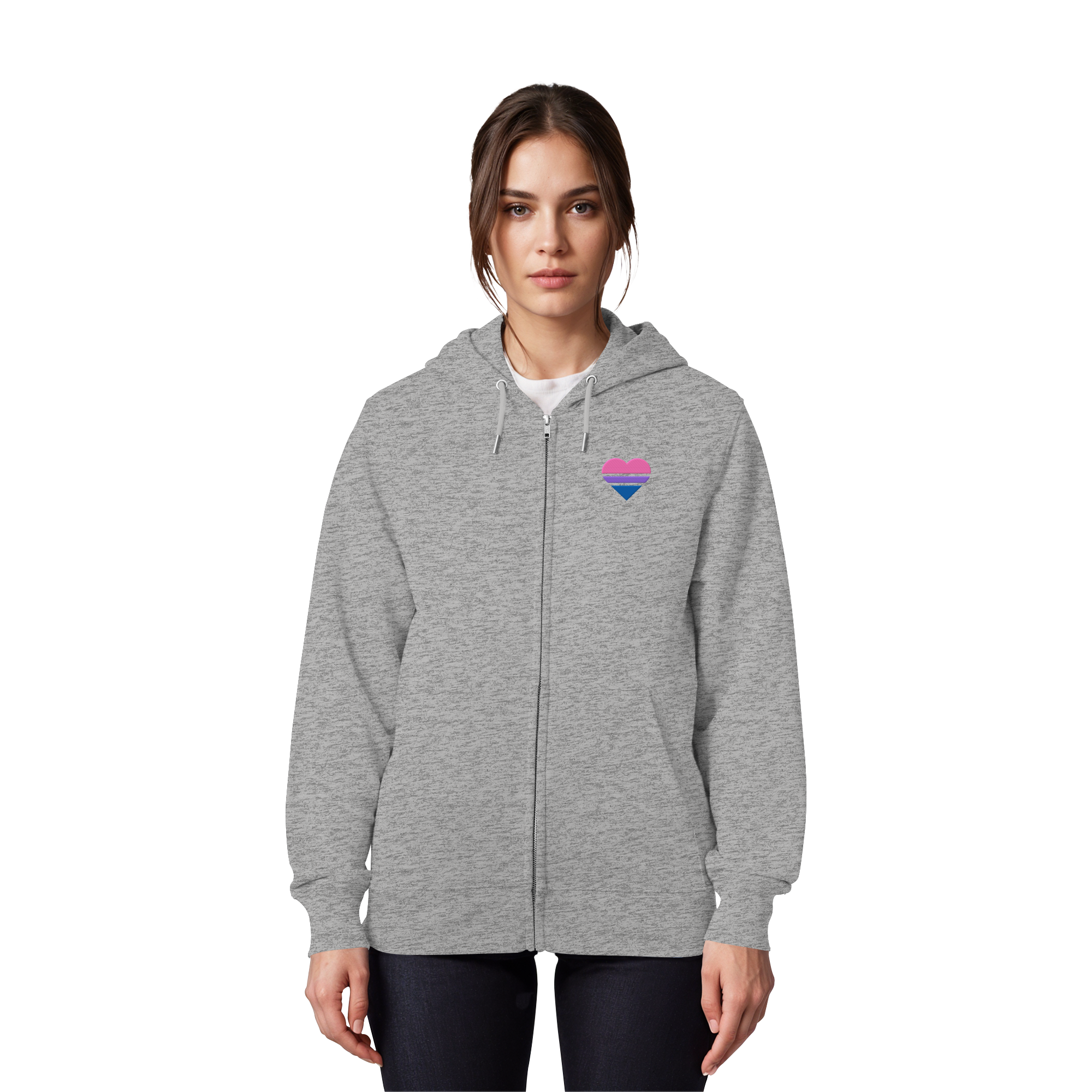 Organic Zipper - Bisexual Flag Herz Stick