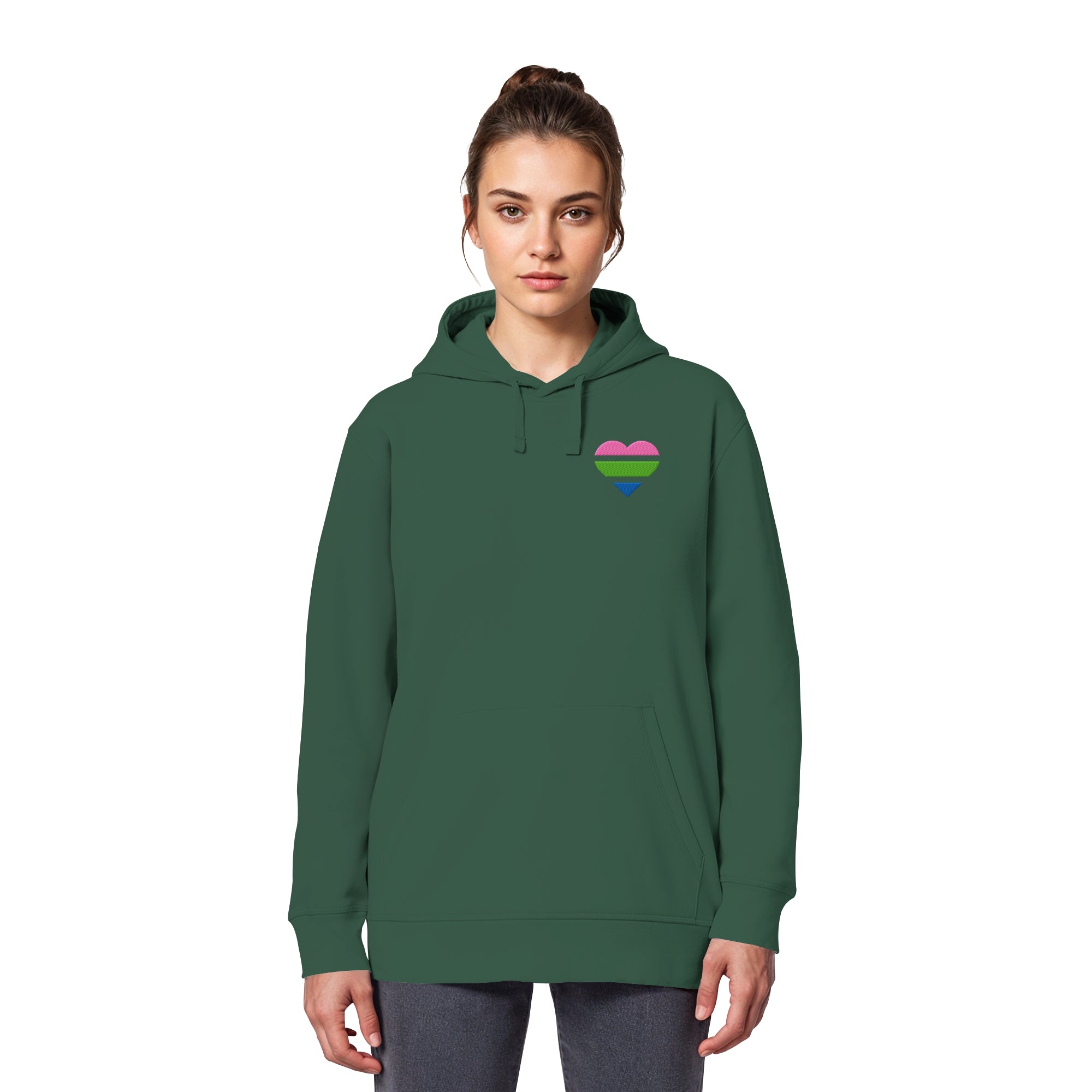 Organic Basic Hoodie - Polysexual Flag Herz Stick