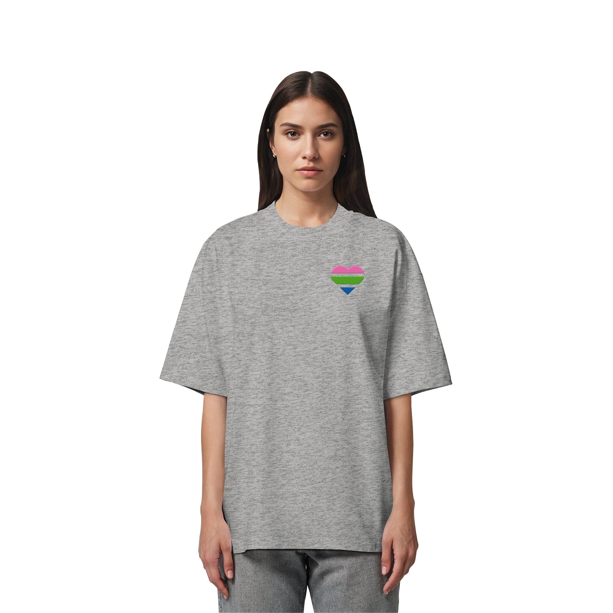 Organic Oversize Shirt - Polysexual Flag Herz Stick