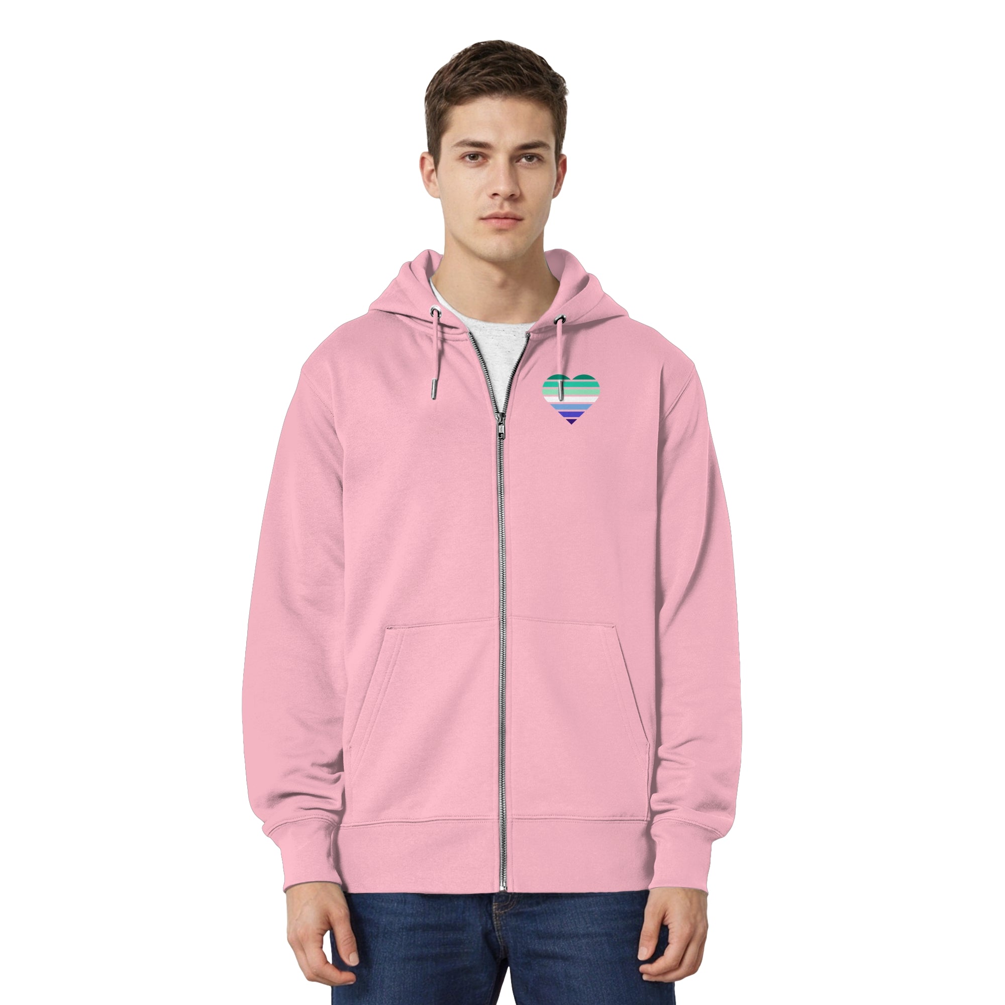 Organic Relaxed Zipper - Gay Flag Herz Print