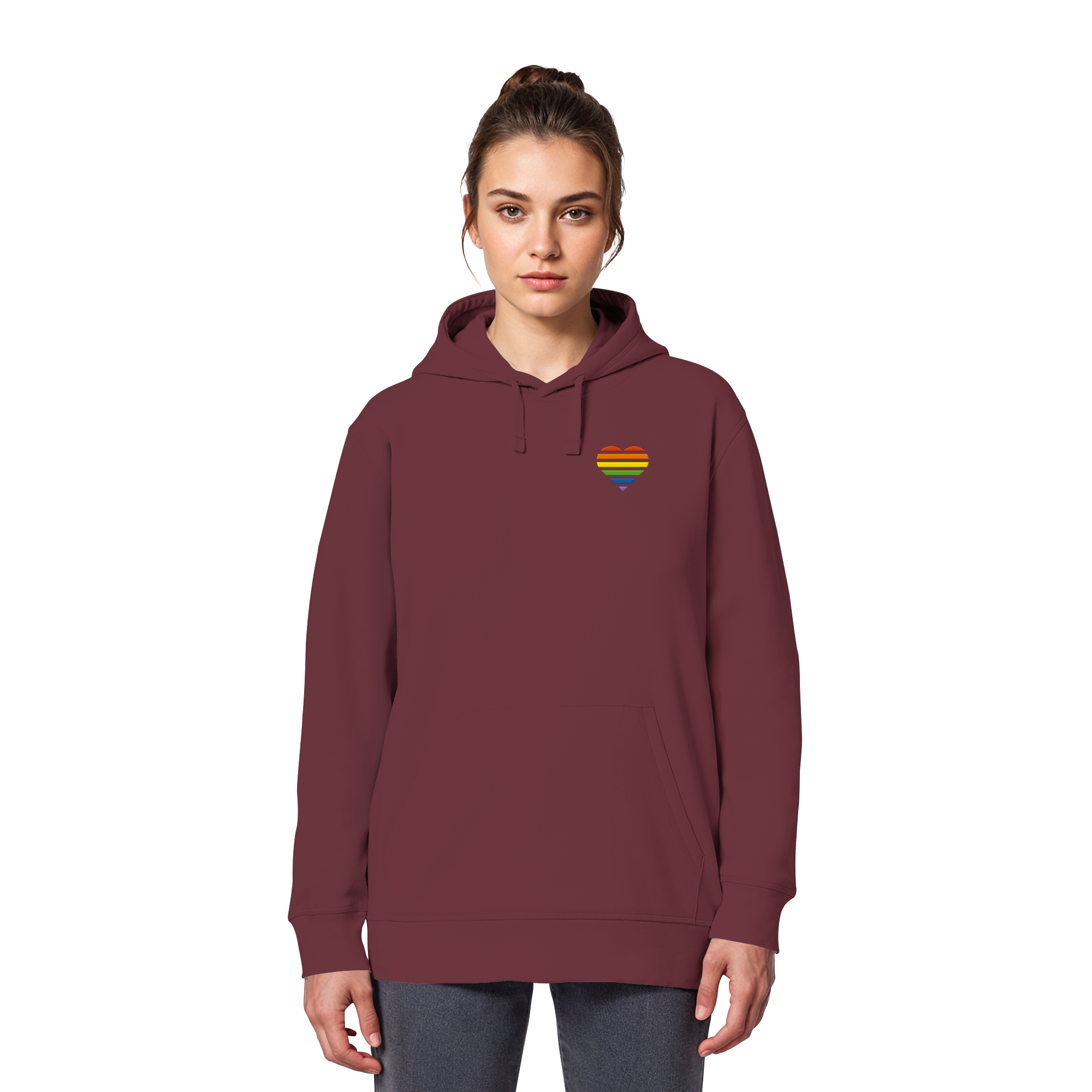 Organic Basic Hoodie - Pride Flag Herz Stick