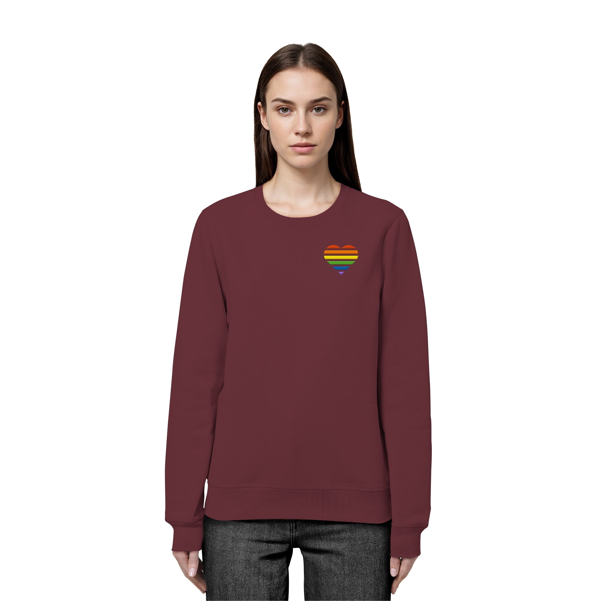 Organic Basic Sweatshirt - Pride Flag Herz Stick