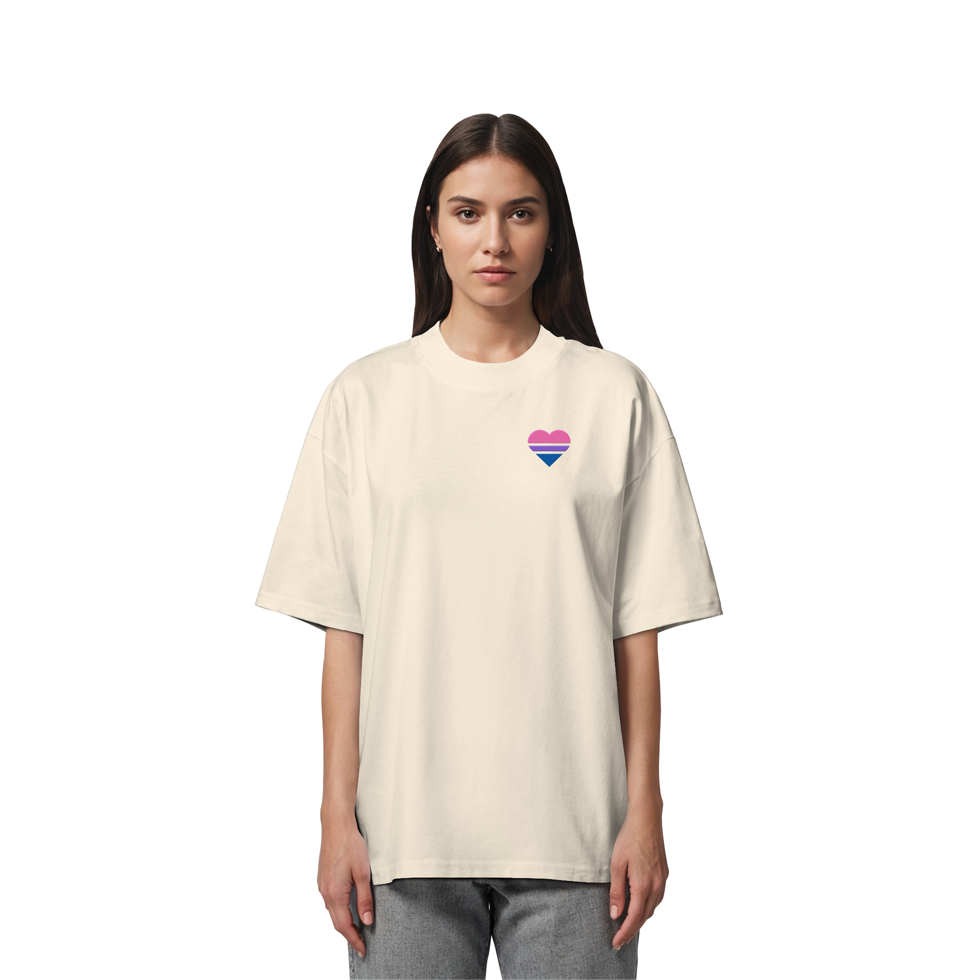 Organic Oversize Shirt - Bisexual Flag Herz Stick