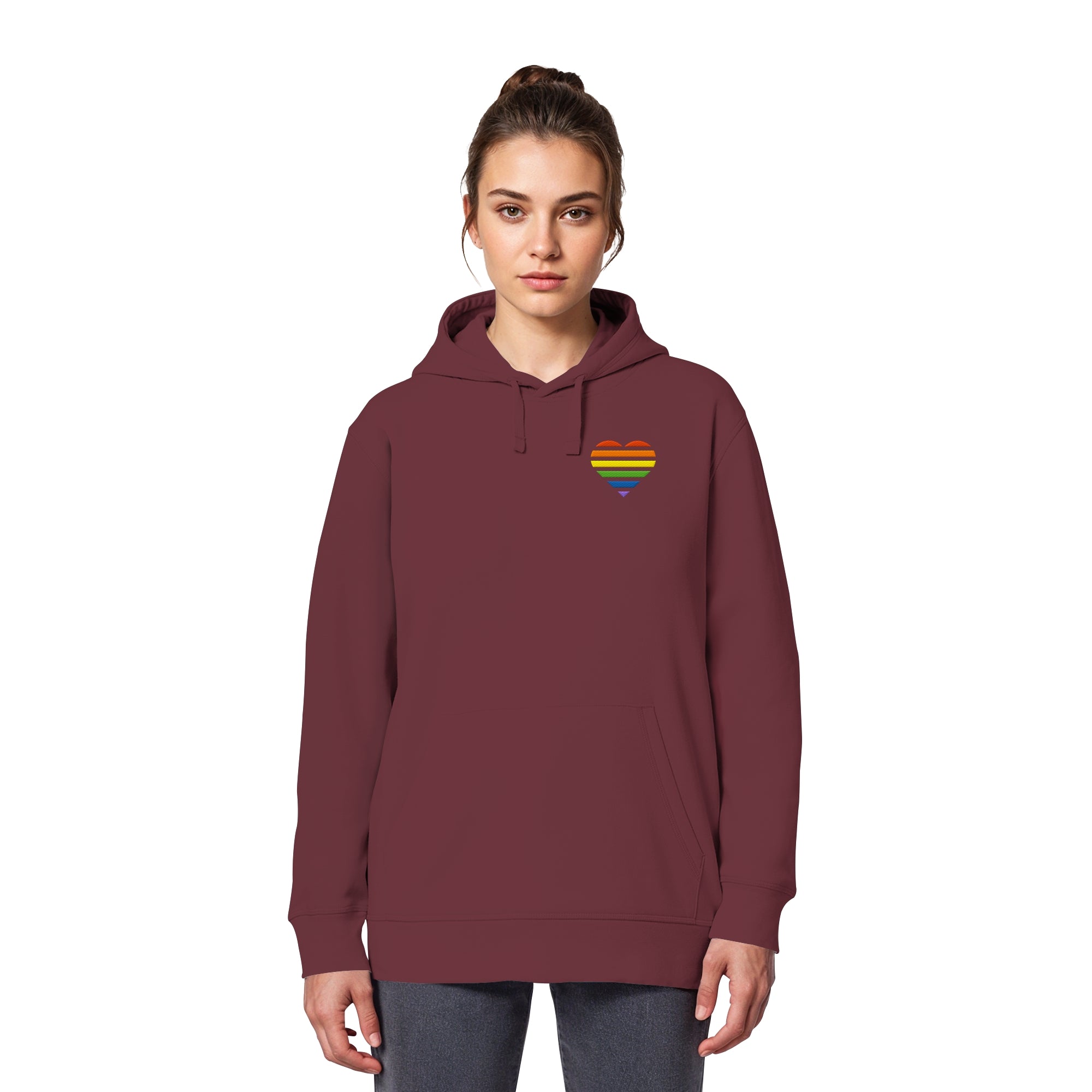Organic Basic Hoodie - Pride Flag Herz Stick