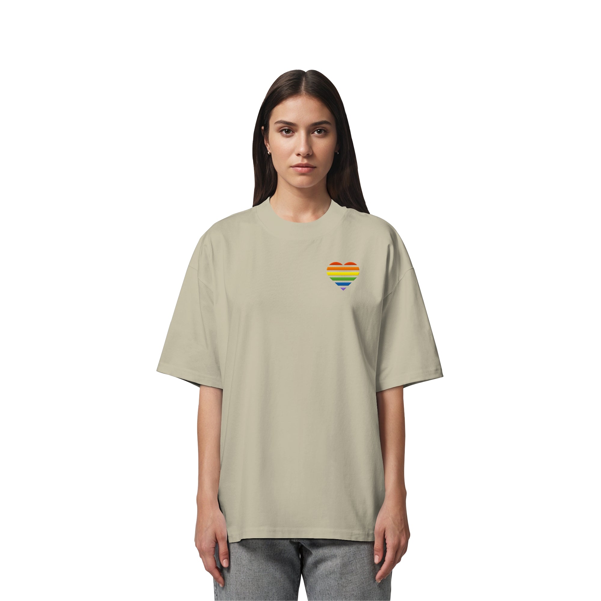 Organic Oversize Shirt - Pride Flag Herz Stick