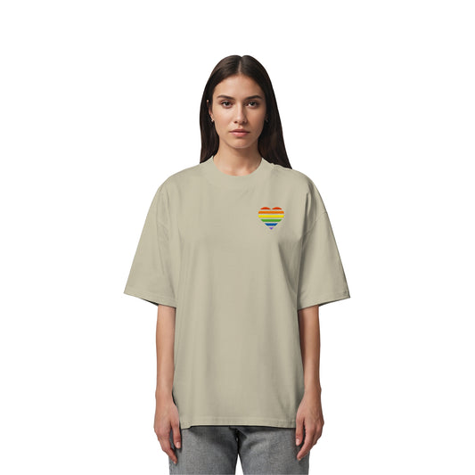 Organic Oversize Shirt - Pride Flag Herz Stick