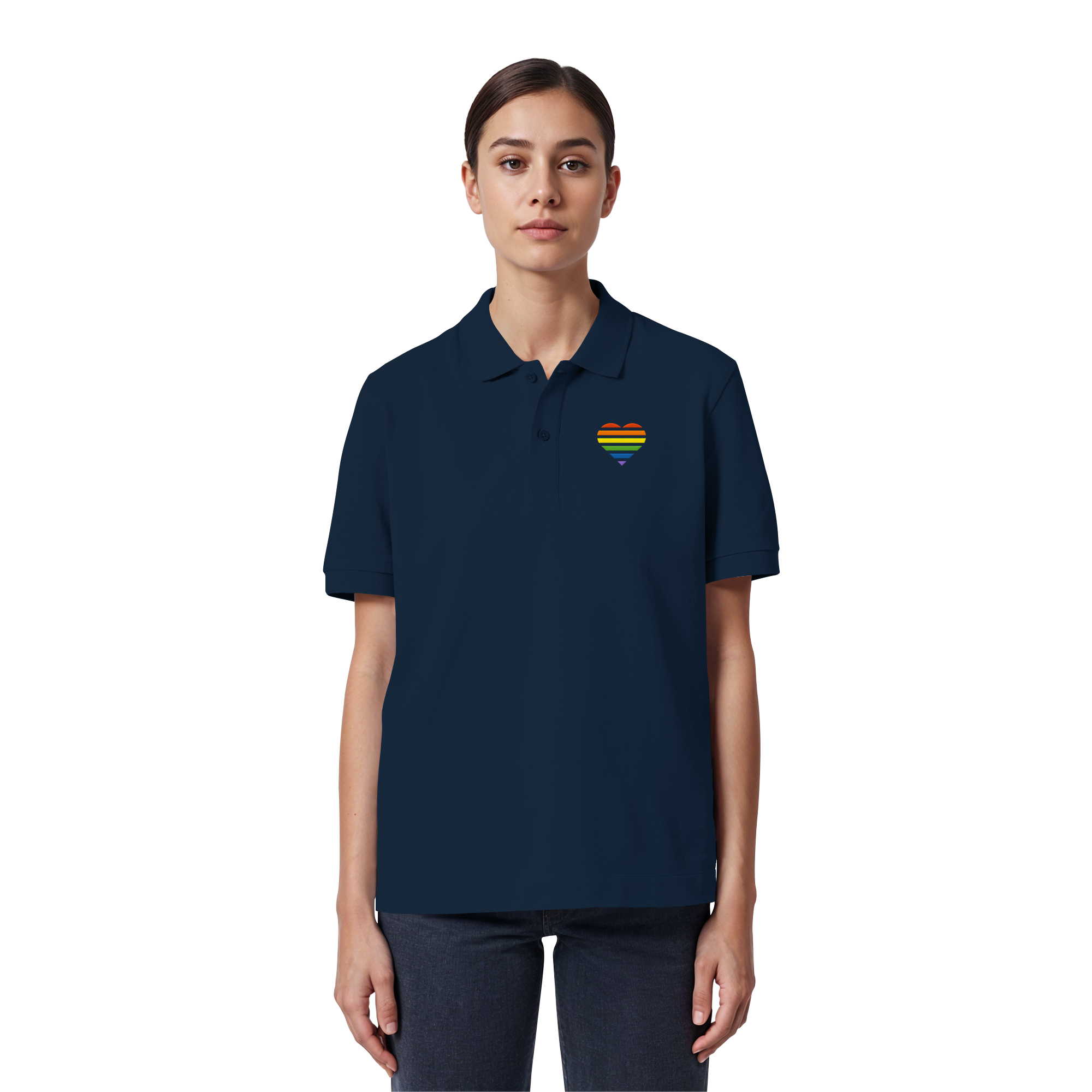 Organic Poloshirt - Pride Flag Herz Stick