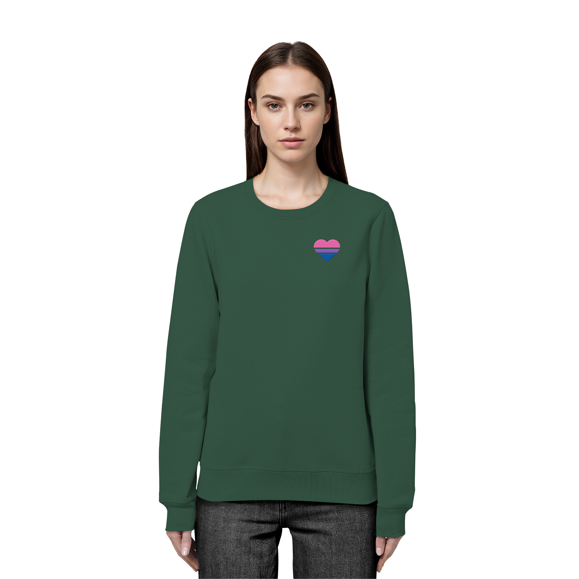 Organic Basic Sweatshirt - Bisexual Flag Herz Stick