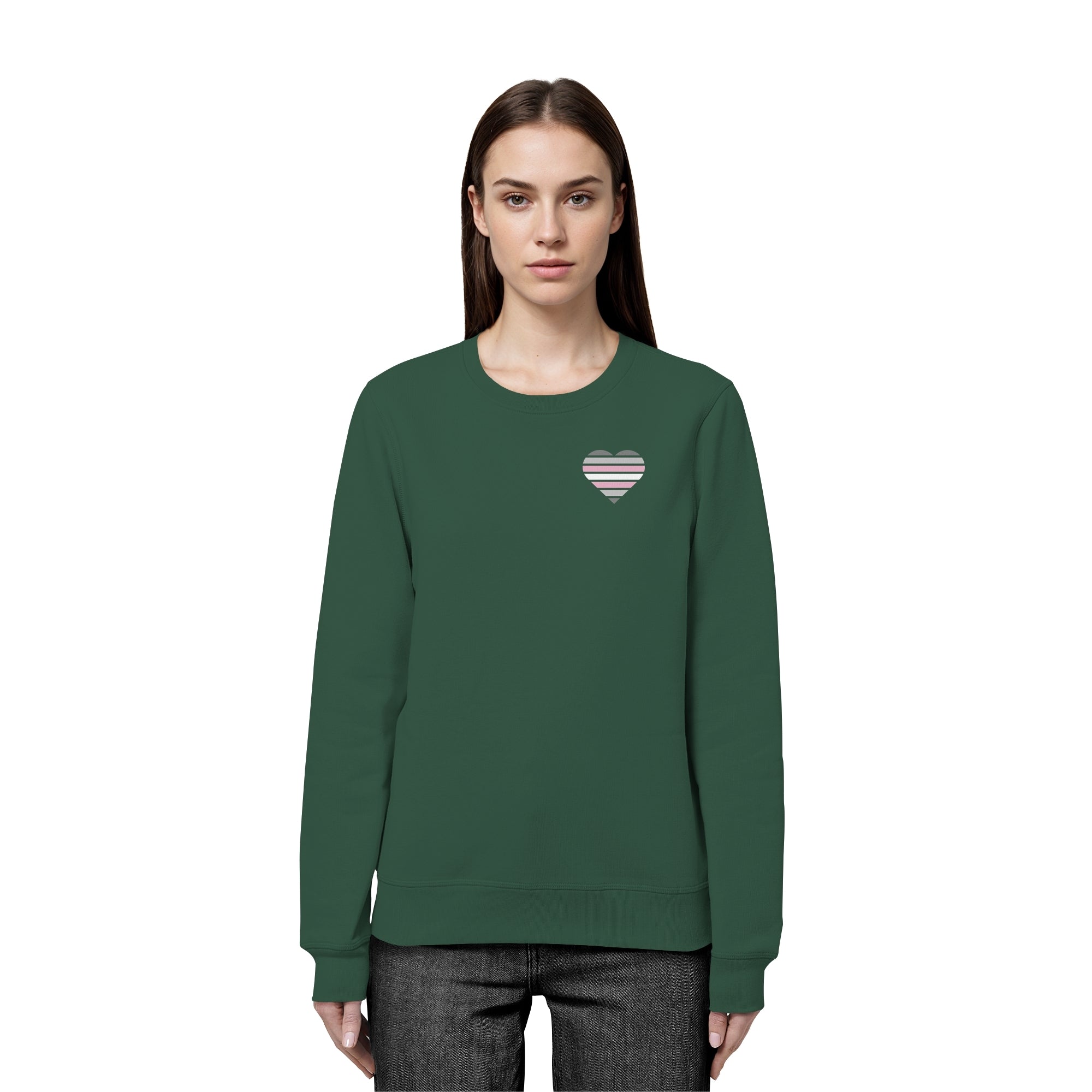 Organic Basic Sweatshirt - Demigirl Flag Herz Print
