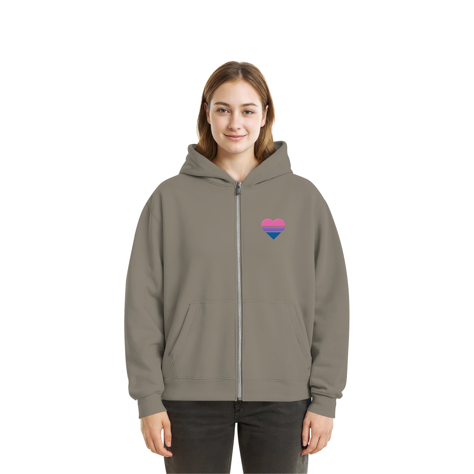 Fluffy Boxcut Zipper - Bisexual Flag Herz Stick