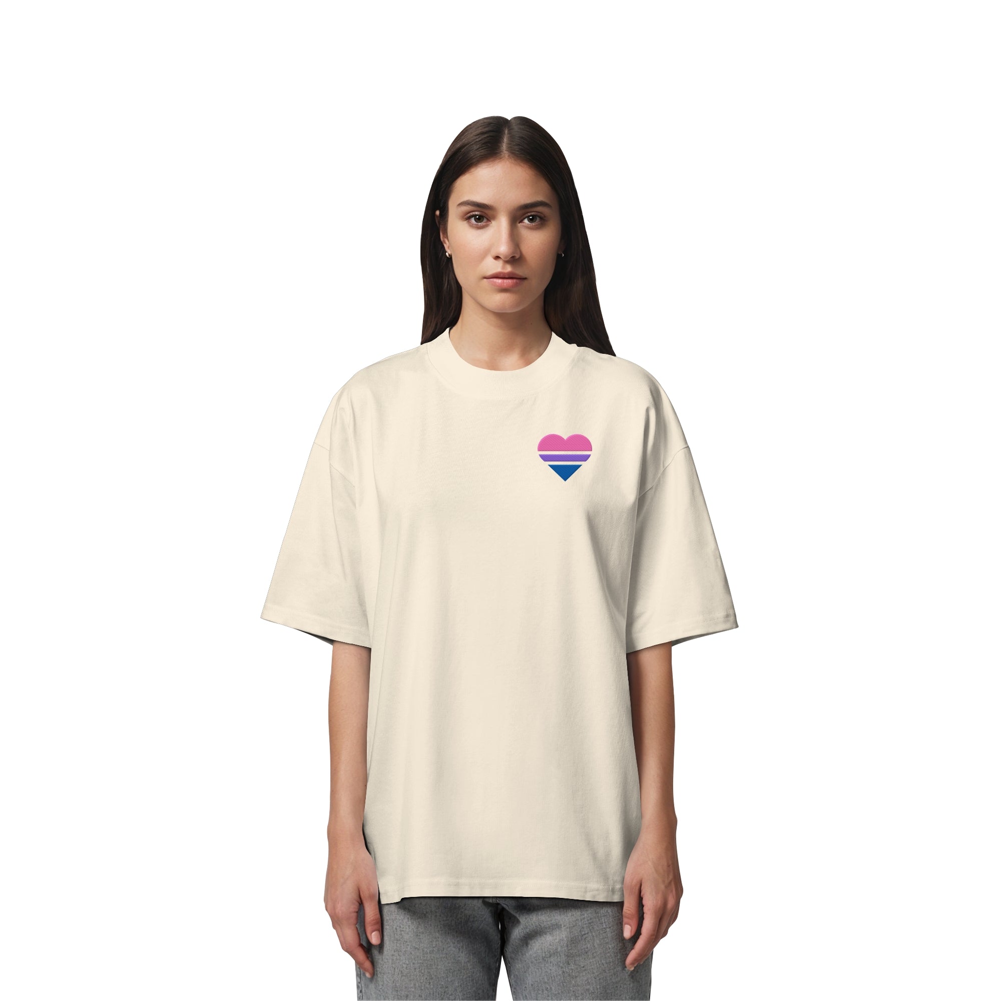 Organic Oversize Shirt - Bisexual Flag Herz Stick