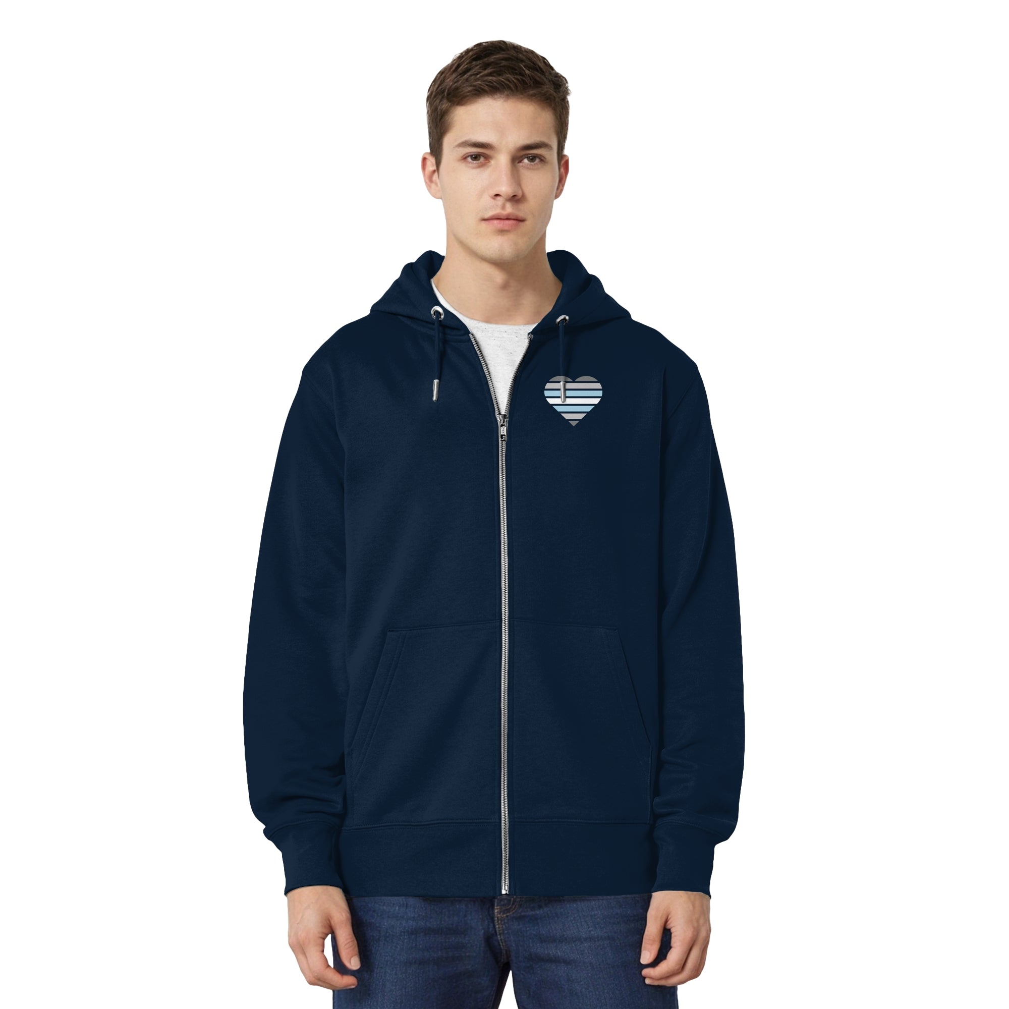 Organic Relaxed Zipper - Demiboy Flag Herz Print