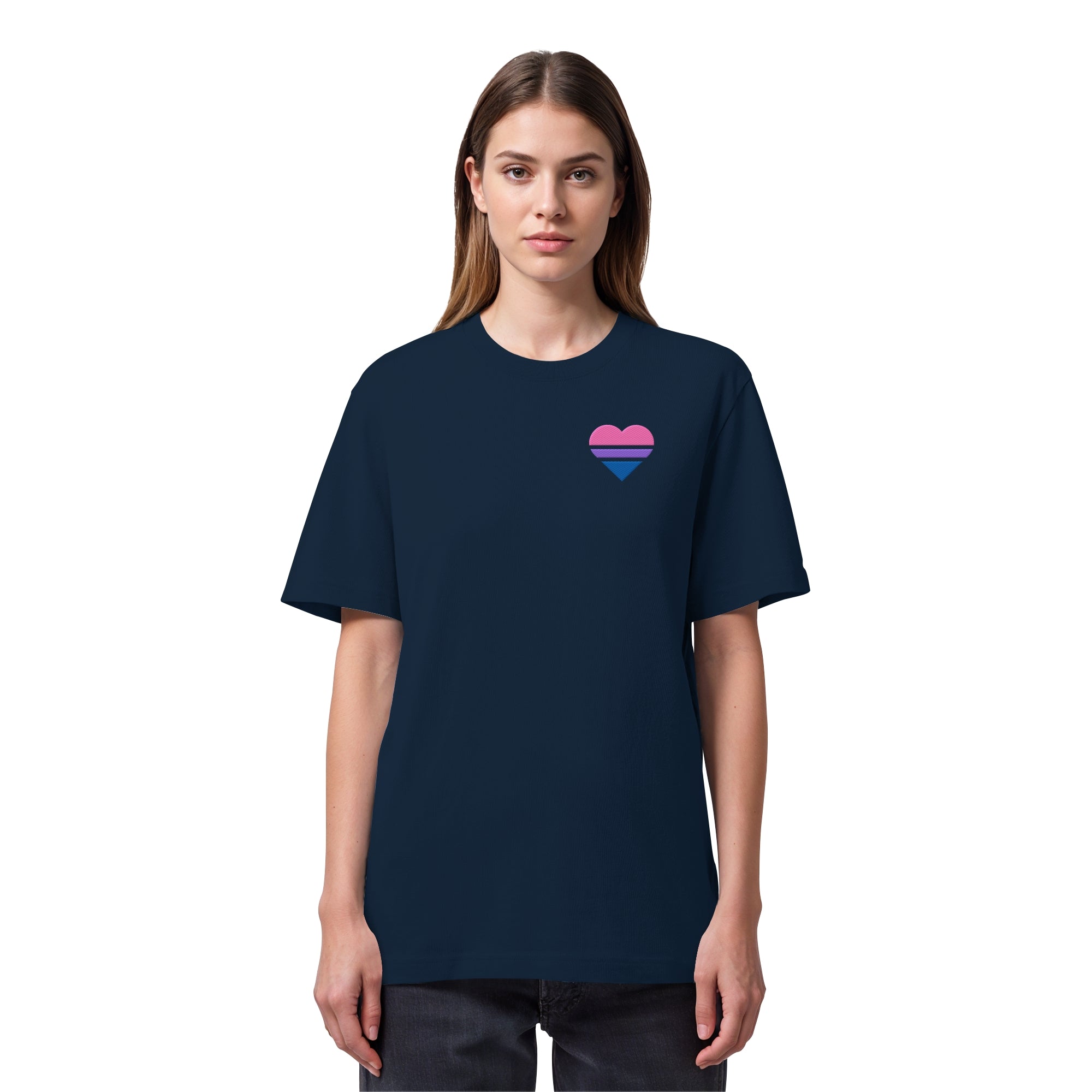 Organic Heavy Shirt - Bisexual Flag Herz Stick