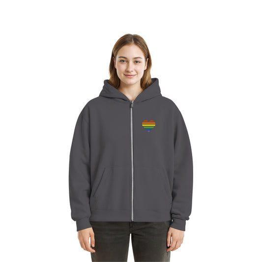 Fluffy Boxcut Zipper - Pride Flag Herz Stick