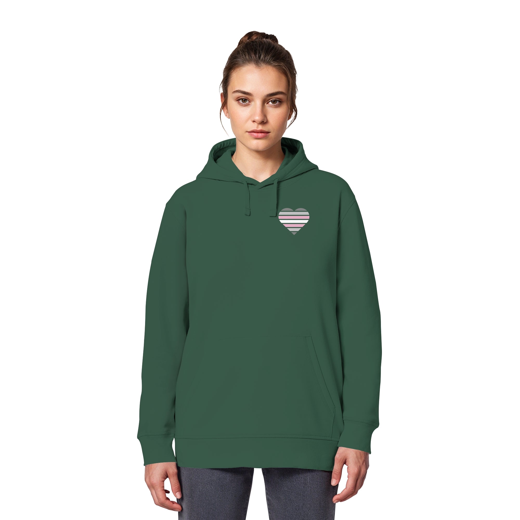 Organic Basic Hoodie - Demigirl Flag Herz Print