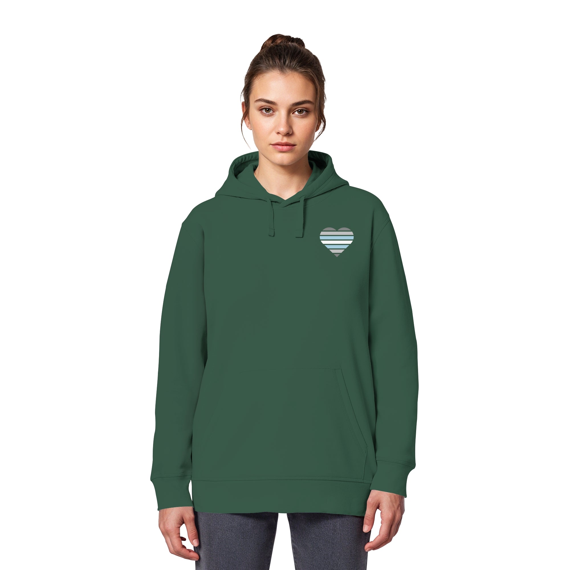 Organic Basic Hoodie - Demiboy Flag Herz Print