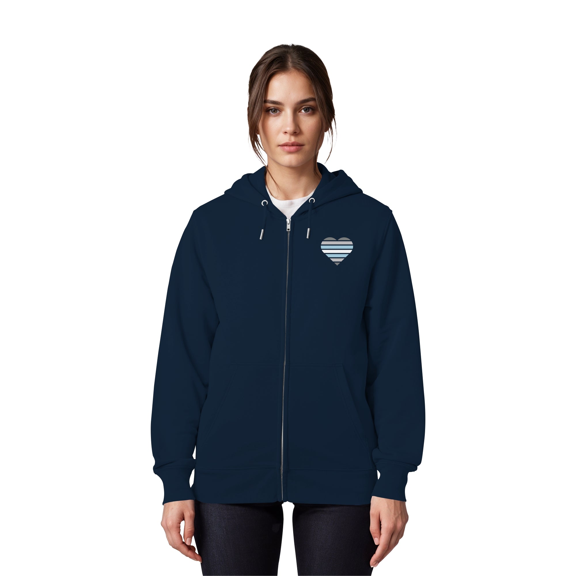 Organic Zipper - Demiboy Flag Herz Print
