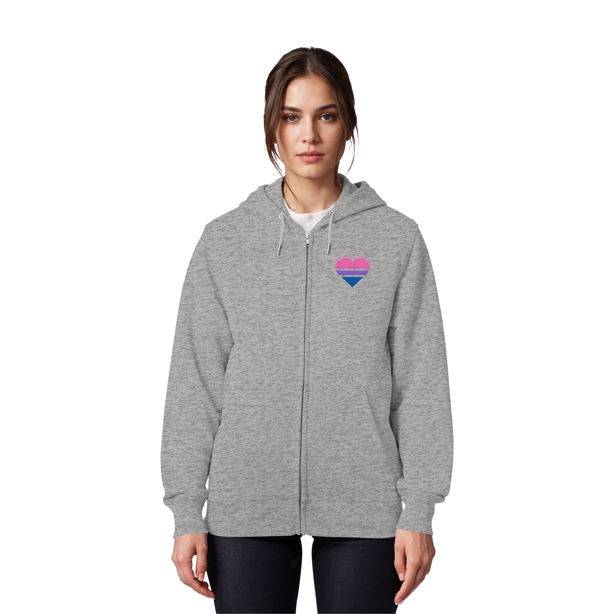 Organic Zipper - Bisexual Flag Herz Stick