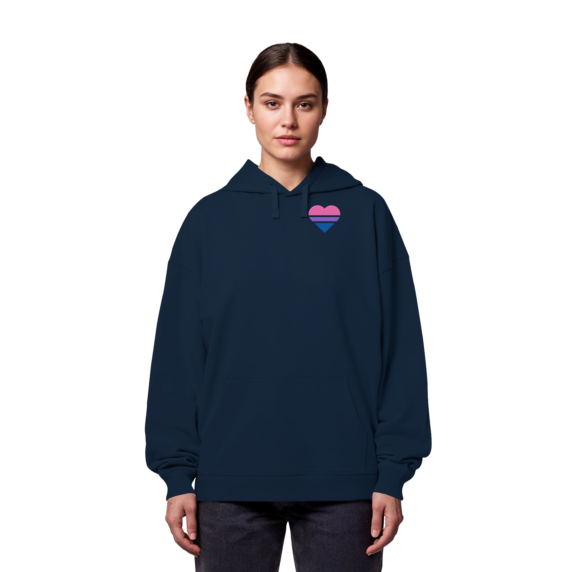 Organic Oversize Hoodie - Bisexual Flag Herz Stick