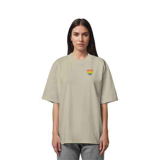 Organic Oversize Shirt - Pride Flag Herz Stick