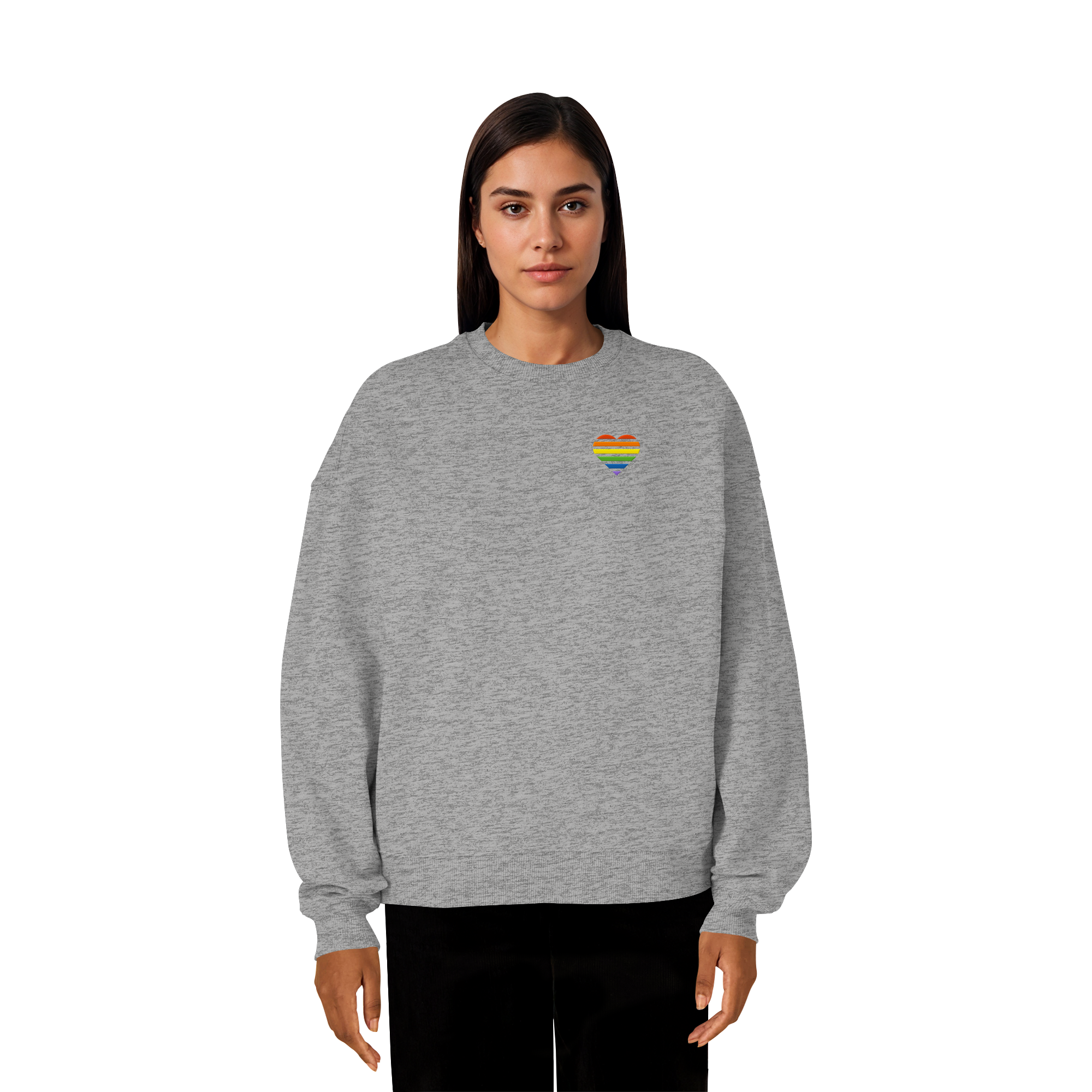 Organic Oversize Sweatshirt - Pride Flag Herz Stick
