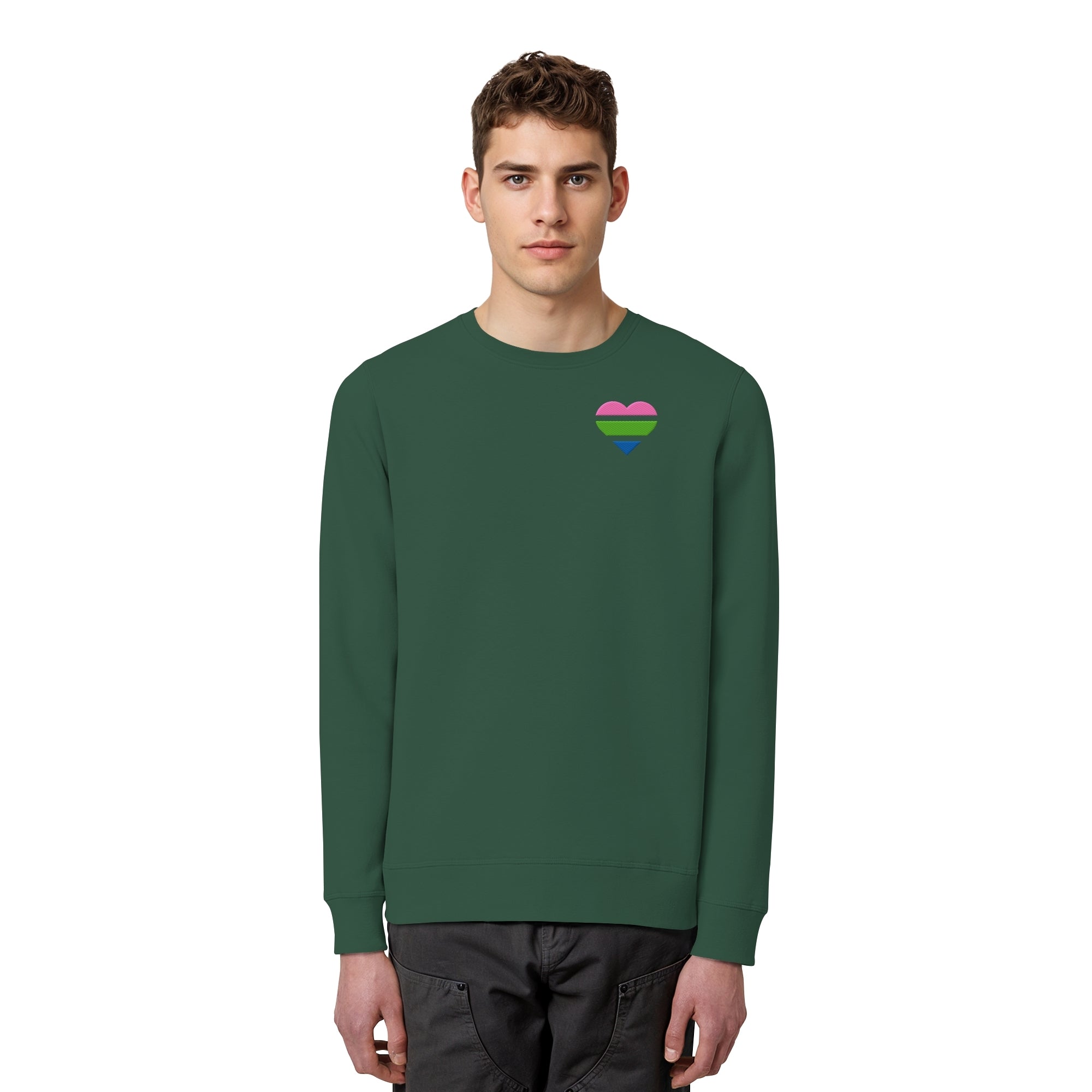 Organic Basic Sweatshirt - Polysexual Flag Herz Stick