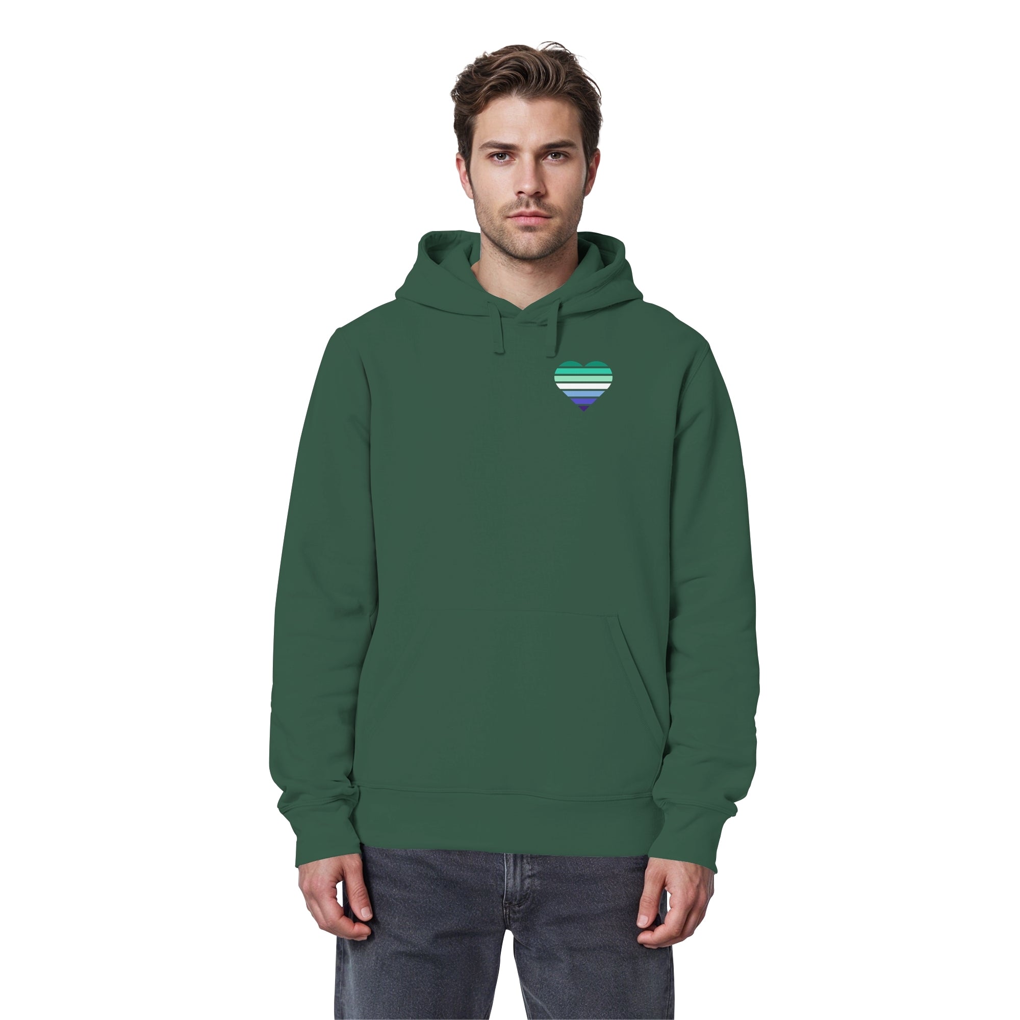Organic Basic Hoodie - Gay Flag Herz Print