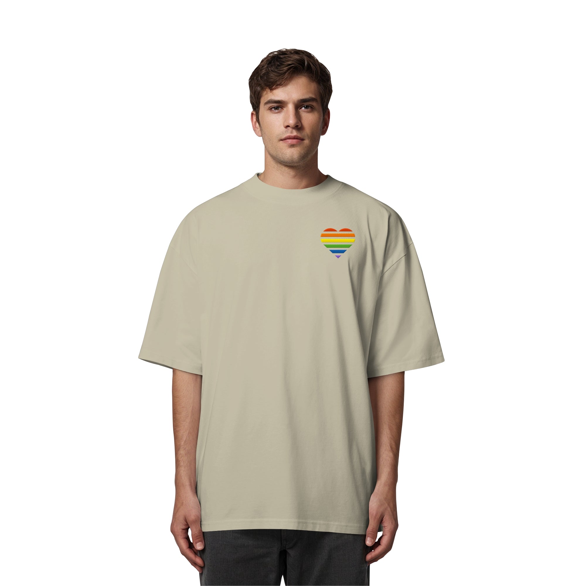 Organic Oversize Shirt - Pride Flag Herz Stick