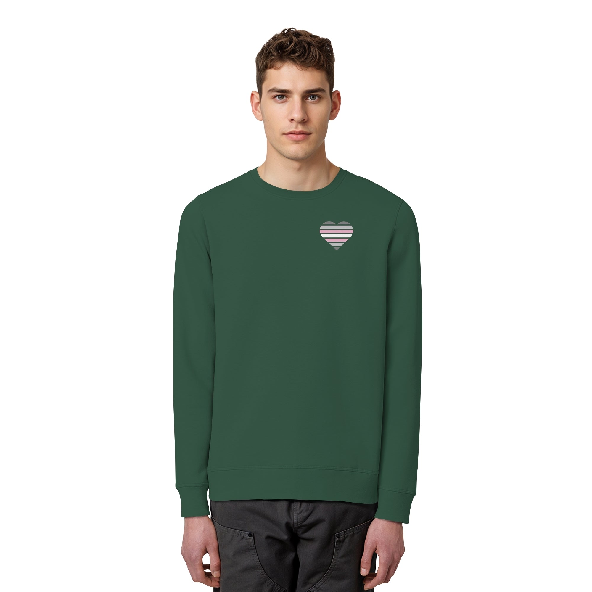 Organic Basic Sweatshirt - Demigirl Flag Herz Print