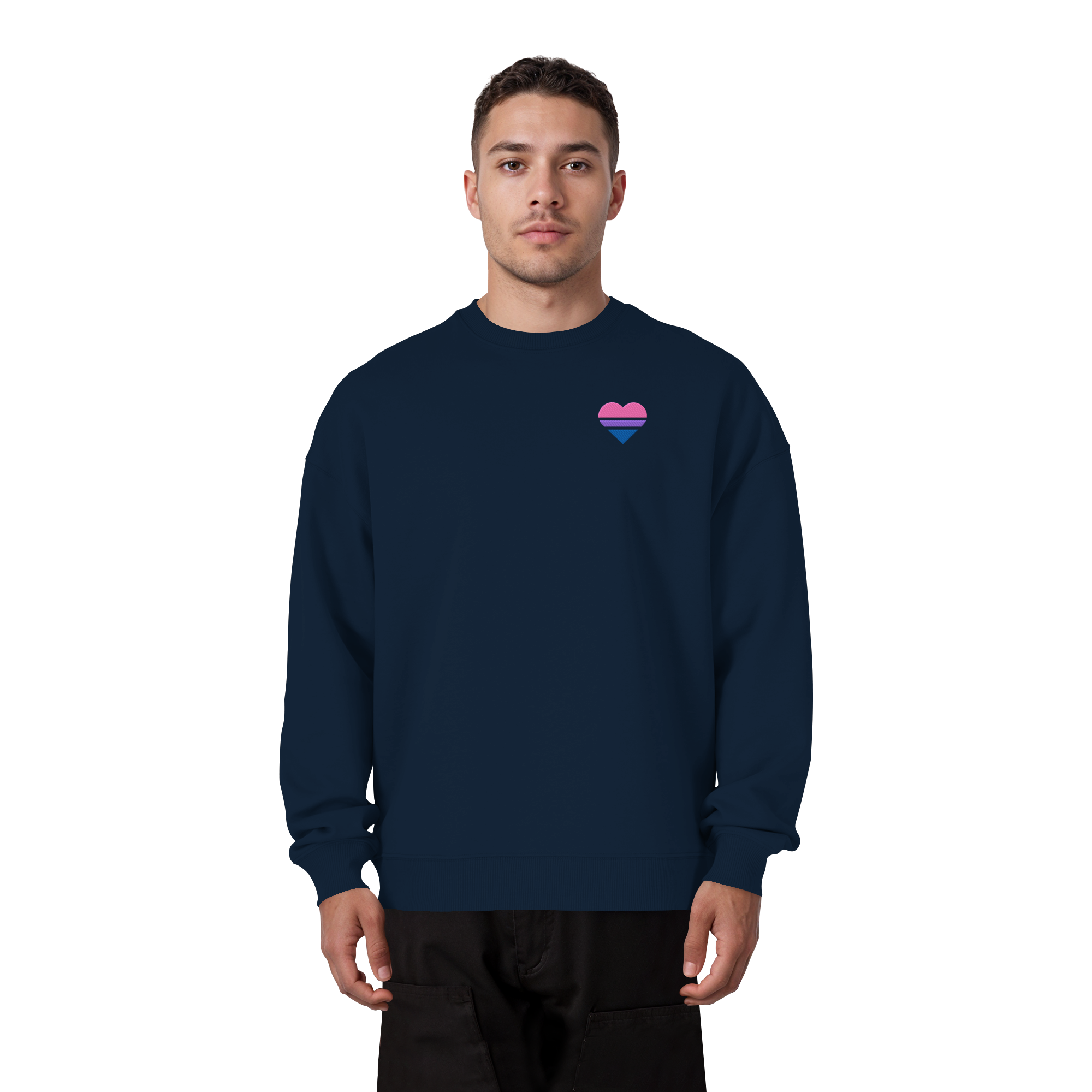 Organic Oversize Sweatshirt - Bisexual Flag Herz Stick