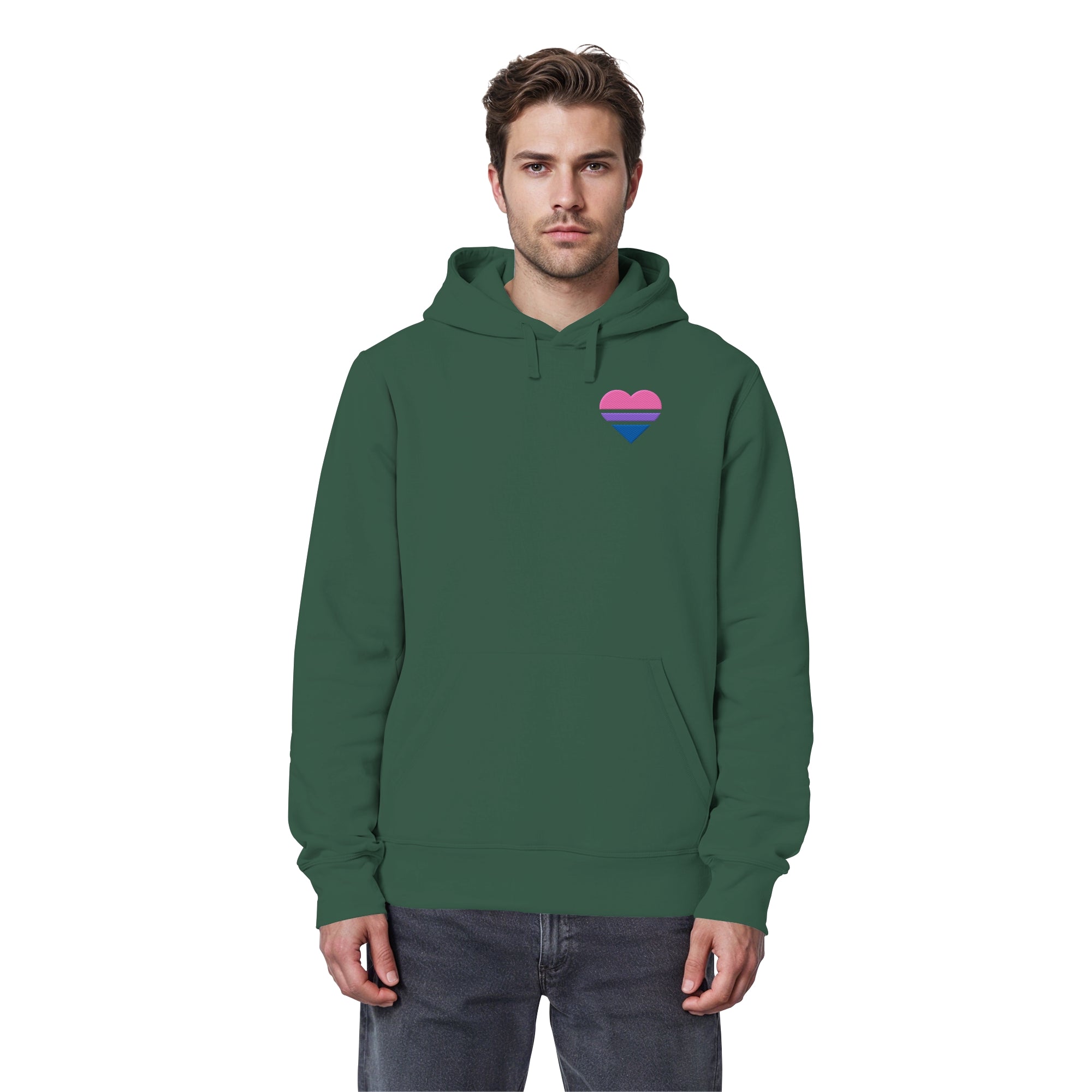 Organic Basic Hoodie - Bisexual Flag Herz Stick