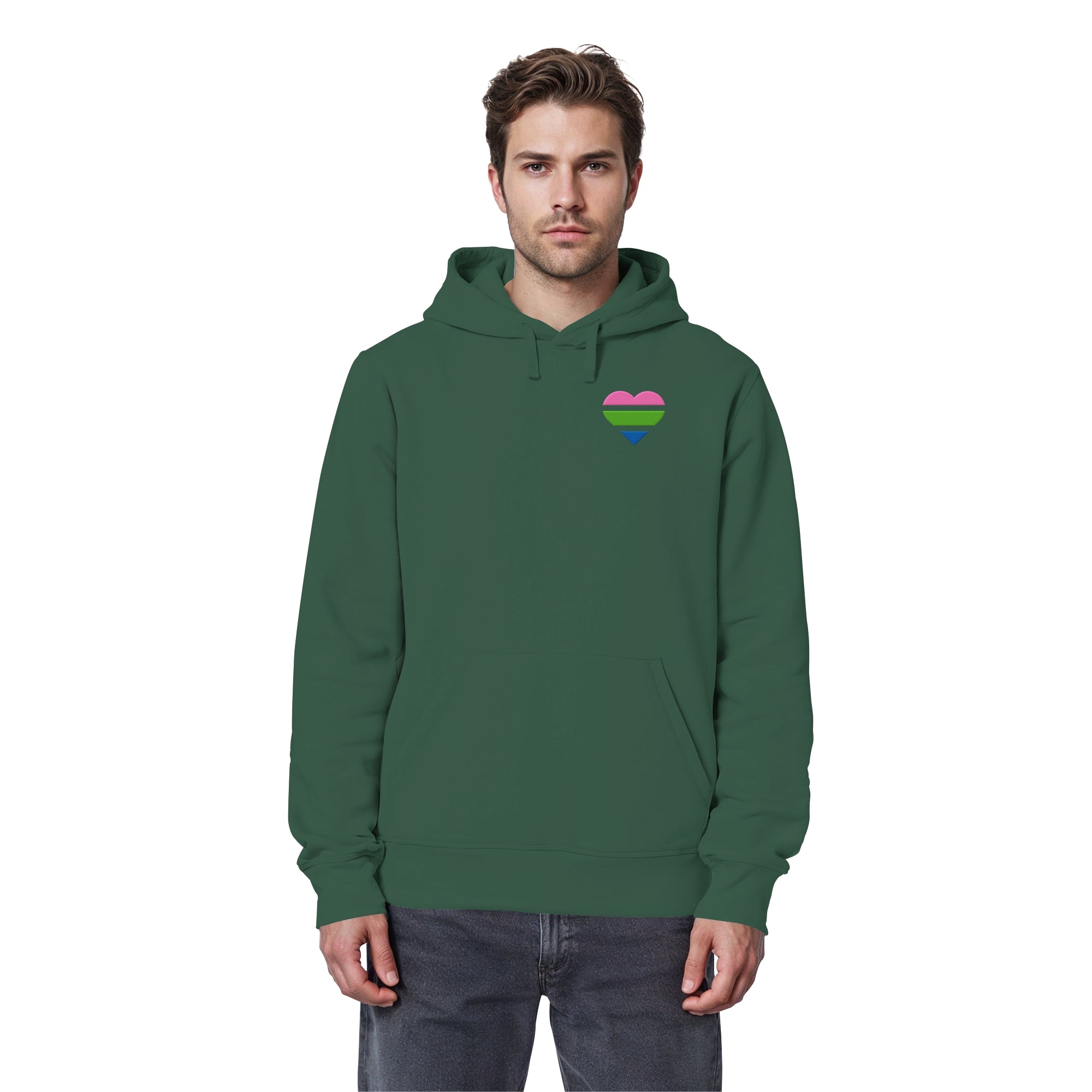 Organic Basic Hoodie - Polysexual Flag Herz Stick